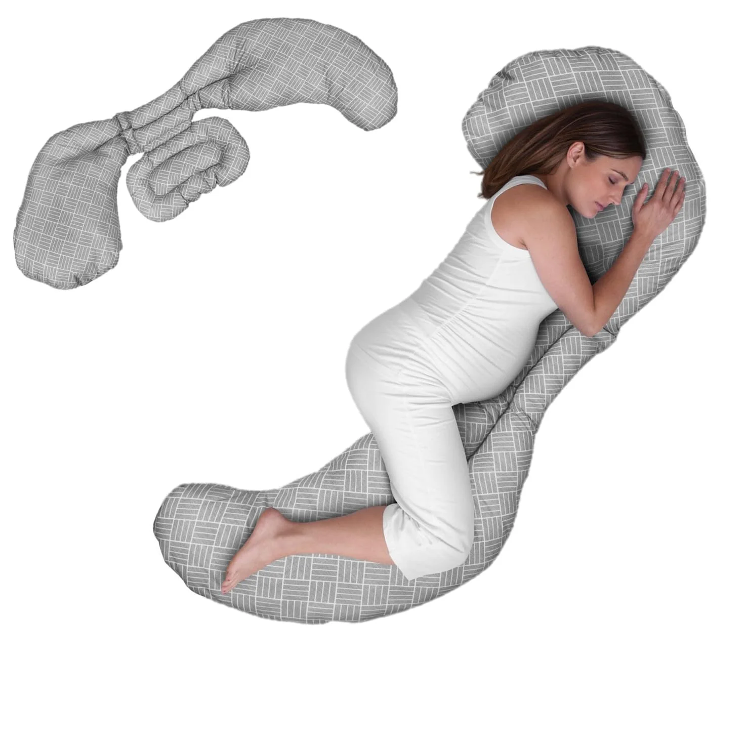 Boppy Cojín de Embarazo con Soporte Total del Cuerpo Ajustable, Almohada Confortable, Brinda Soporte al Cuerpo, Fomenta la Posición Lateral, 3 Partes para Cada Necesidad, Lavable en Lavadora
