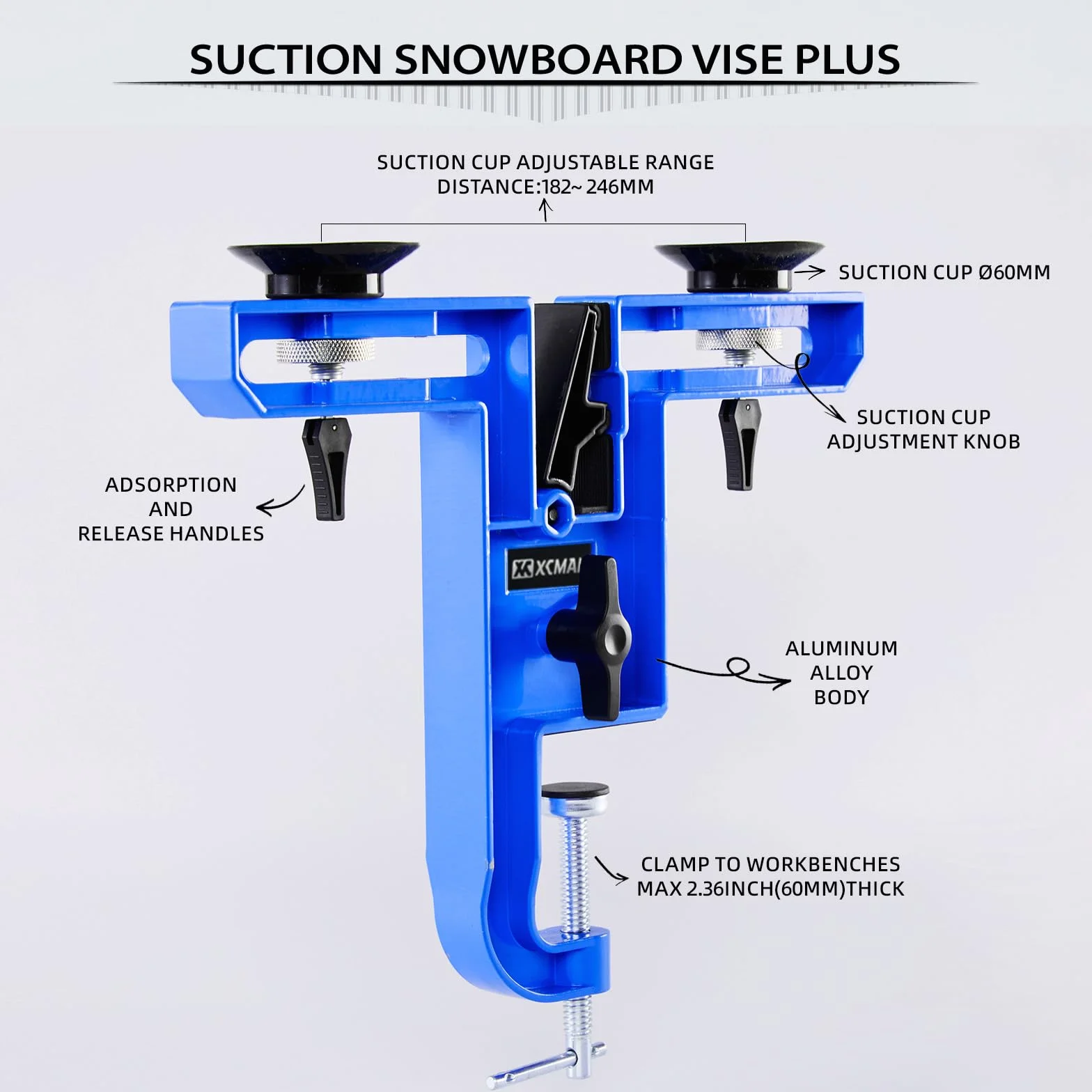 XCMAN Tornillo de banco de esquí y snowboard con ventosa de aluminio 2 piezas