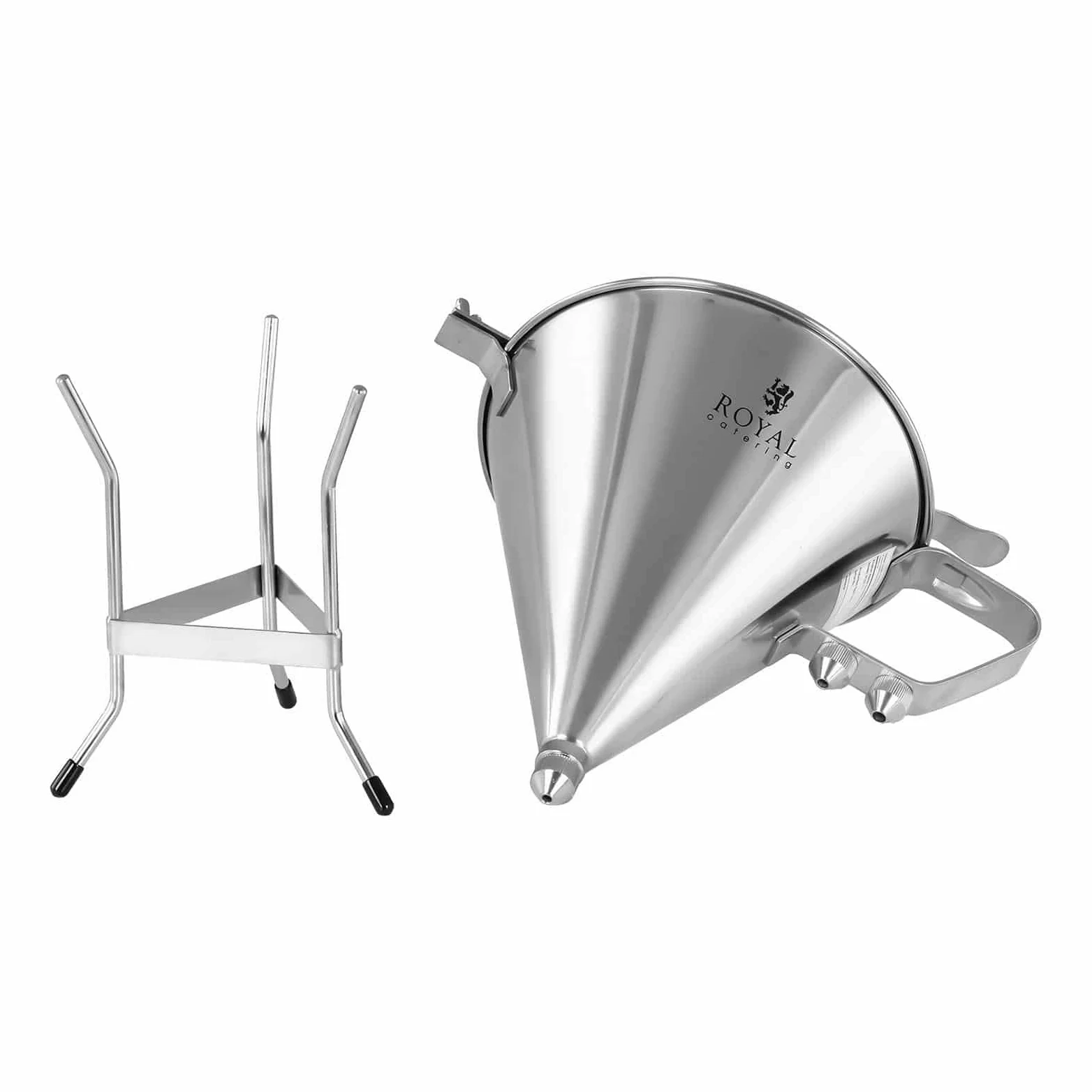 Royal Catering Embudo para Salsas Dosificador Profesional RCSD-11 (Fabricado en acero inoxidable, Capacidad: 1,8 L, Boquillas de dosificación: 4, 5, 6 mm)