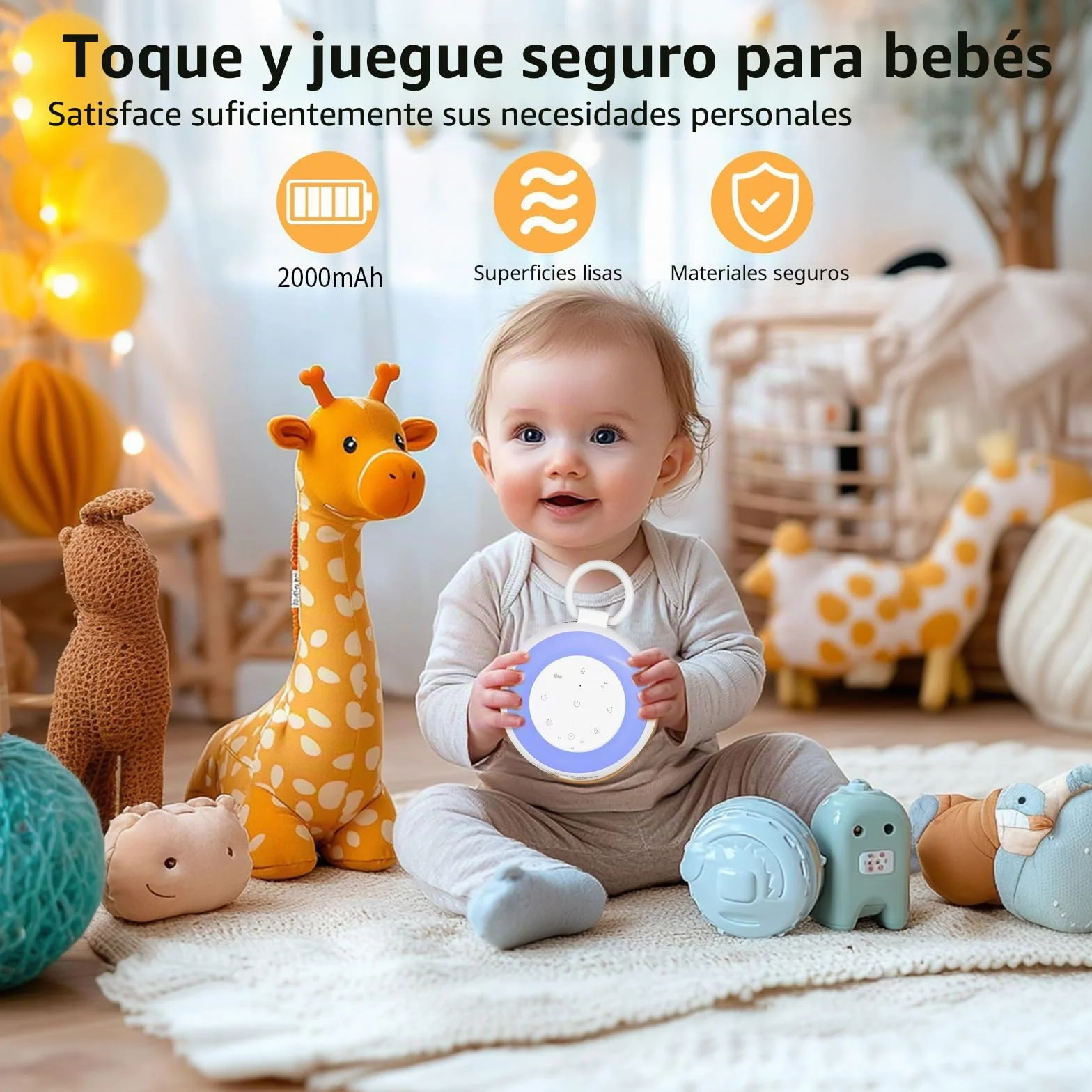 GuKKK Máquina de Ruido Blanco para Bebé Portátil 24 Sonidos Luz Nocturna Recargable USB