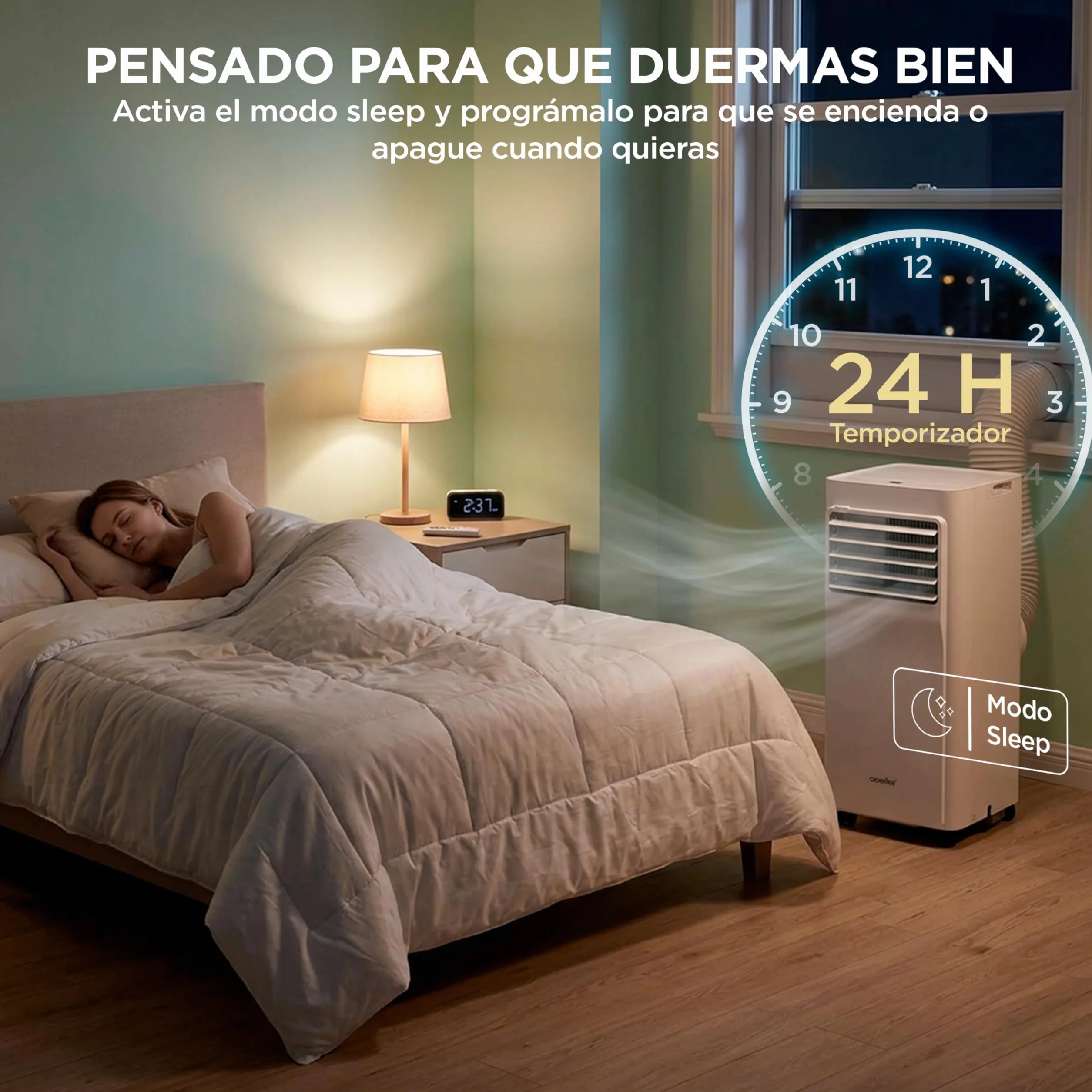 COMFEE Pingüino Aire Acondicionado Portátil 3 en 1 | 7000 BTU/1800 Frigorías Con App + Mando a Distancia | Climatizador y Deshumidificador | Bajo Consumo | Función Follow Me | Incluye kit de ventana