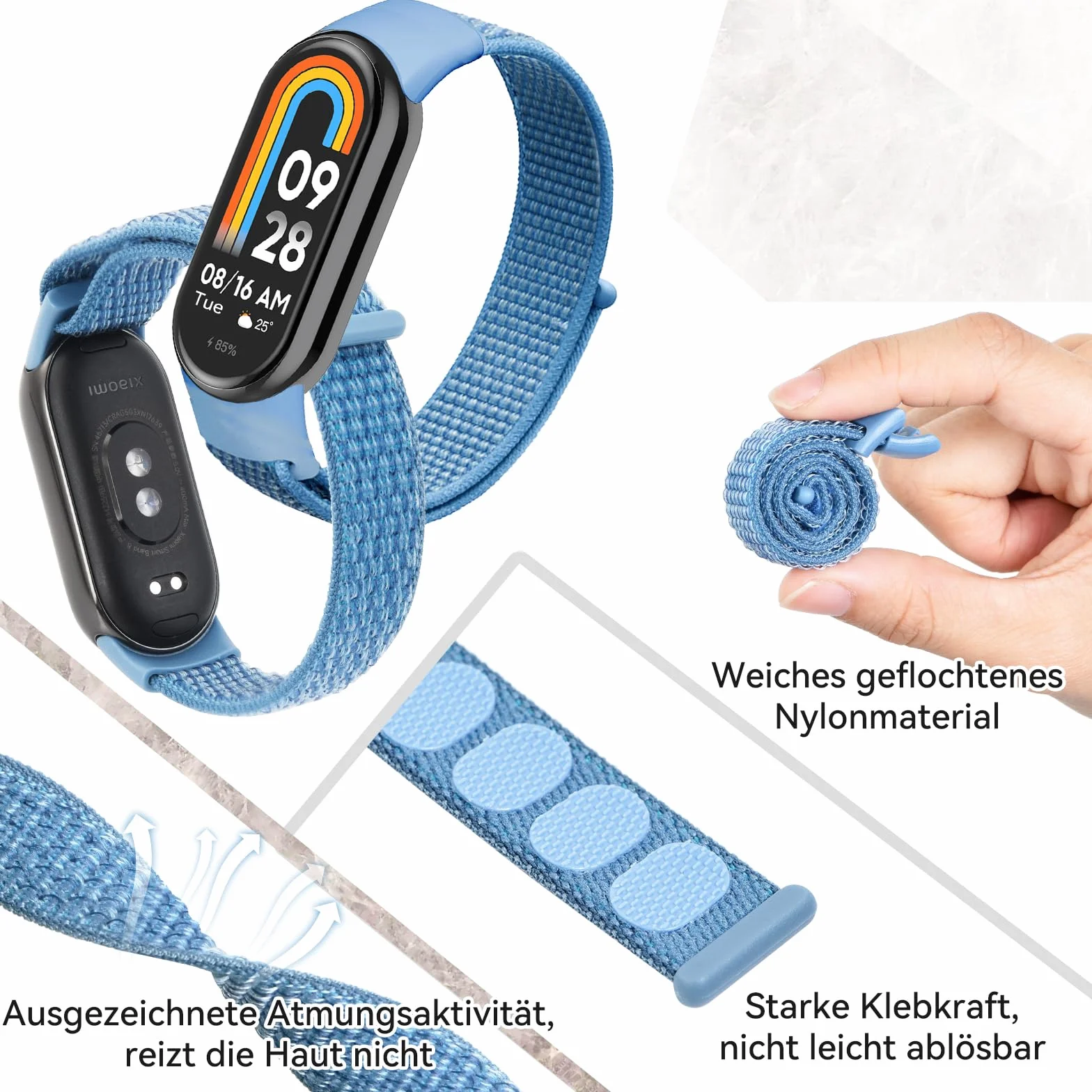 3 Piezas Correas Elástica de Nylon Compatible con Xiaomi Mi Band 9 y Mi Band 8, Pulseras de Repuesto Deportivo para Xiaomi Smart Band 9 8