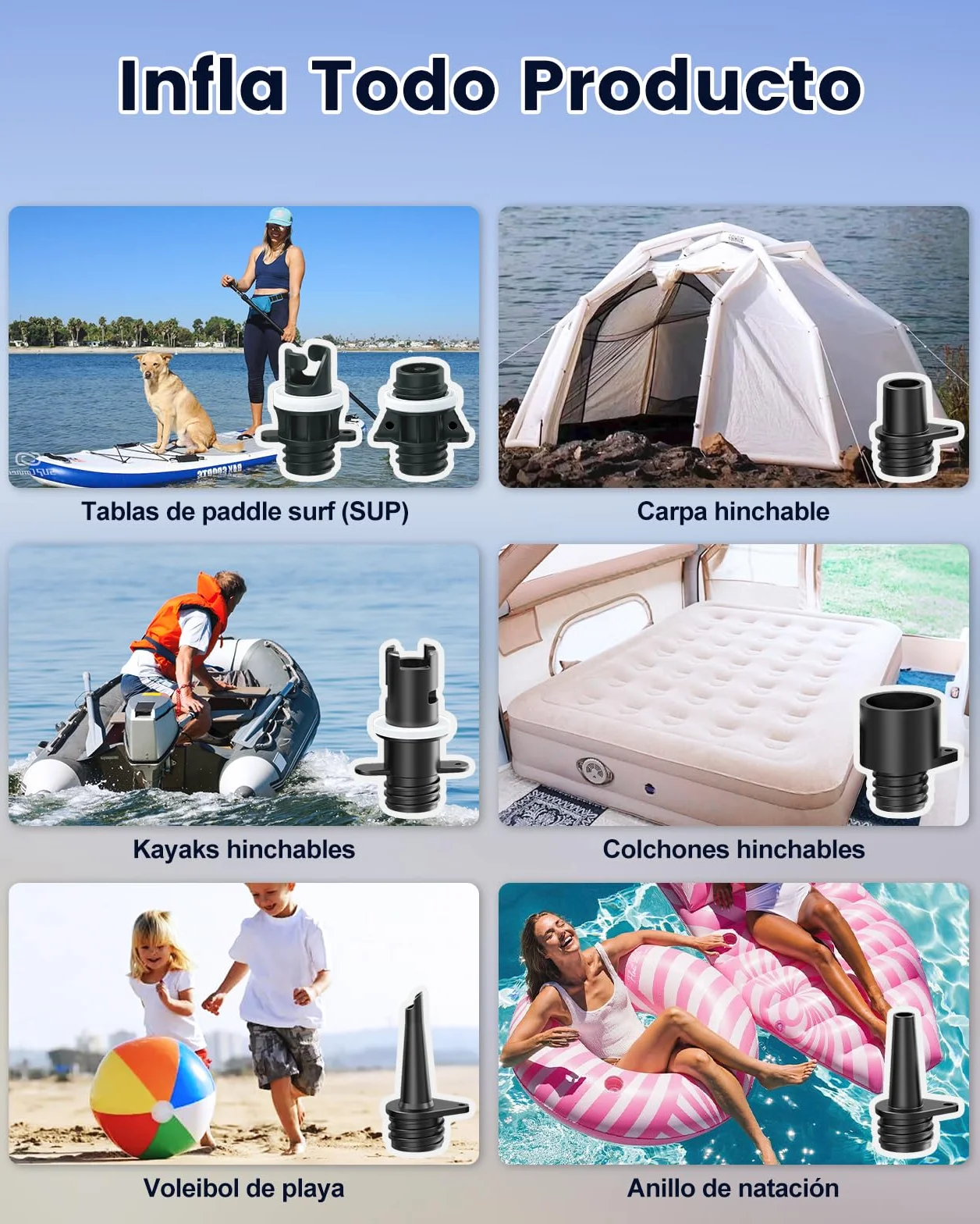 Bomba Eléctrica Inflador Paddle Surf Recargable 20PSI Inflado Desinflado Inteligente