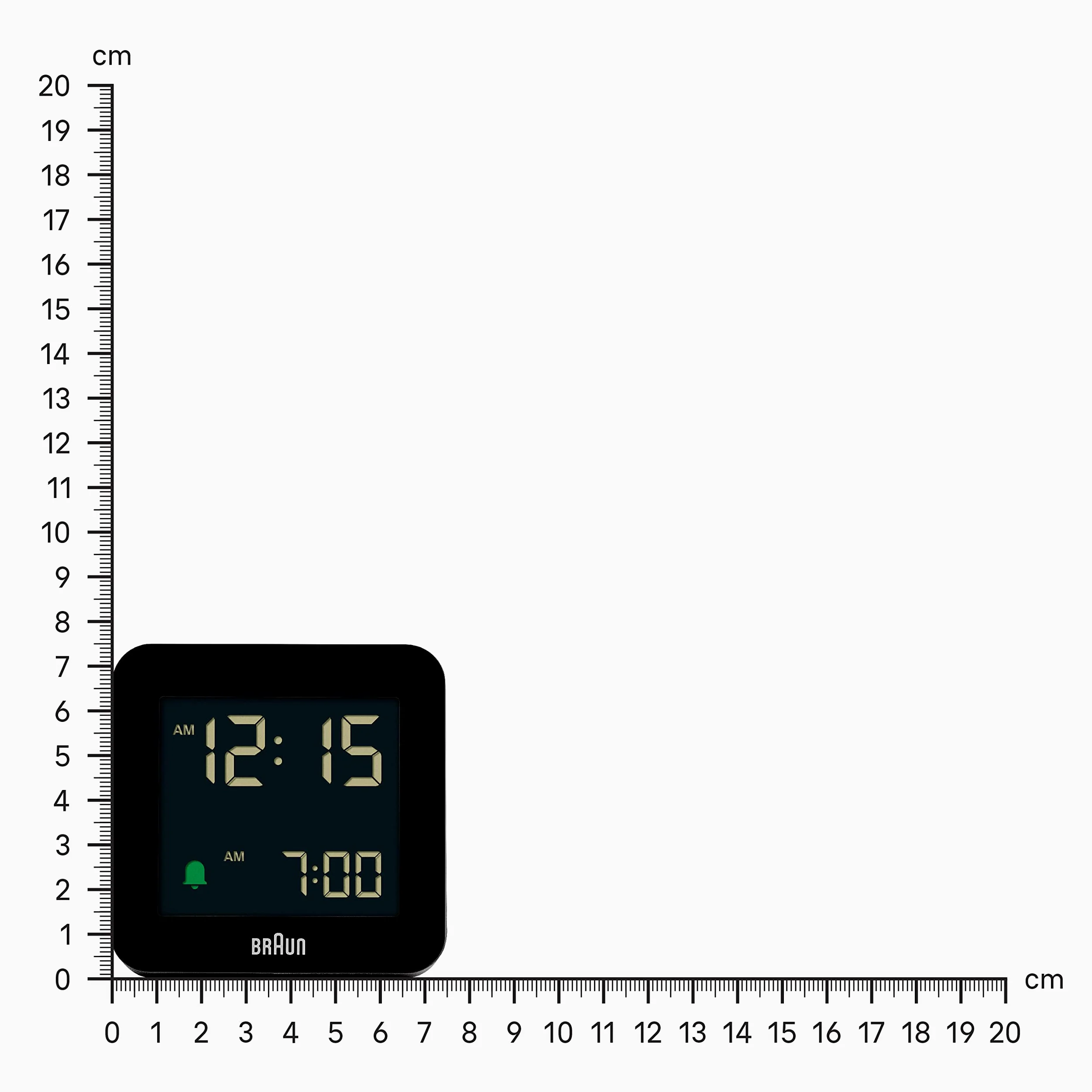 Braun Reloj Despertador Digital Snooze, Pantalla LCD Negativa, configuración rápida, Alarma Crescendo Beep en Negro, Modelo BC09B