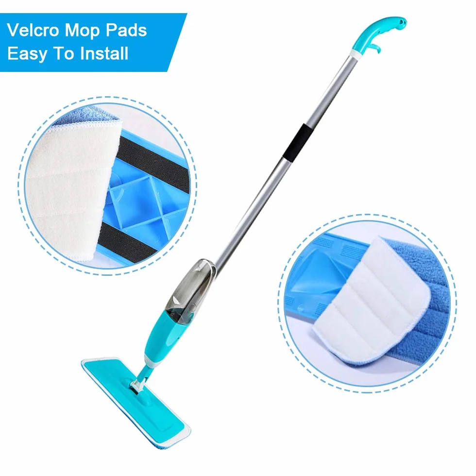 URAQT Almohadilla de fregona, Paquete de 3 Almohadillas de Limpieza de Microfibra, paño de fregona de Velcro, Almohadilla de mopa húmeda y Seca, Alta absorción de Agua, Repuesto para fregonas Planas