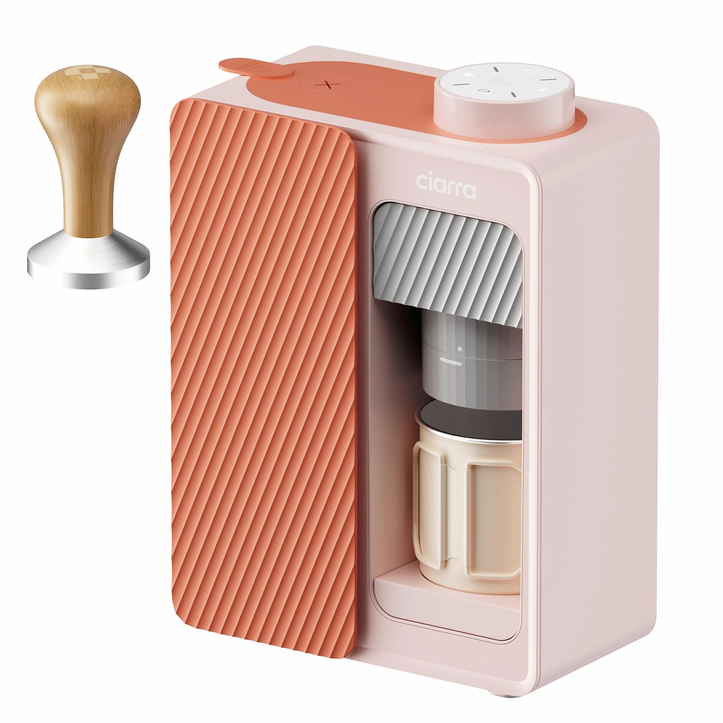 CIARRA BloomBox Cafetera Portátil Espresso de 15 bares Rosa | con Batería y Conexión a la Red Eléctrica, Máquina de Café Recargable Autocalentable para Acampadas y Viajes - CBPCM551-P