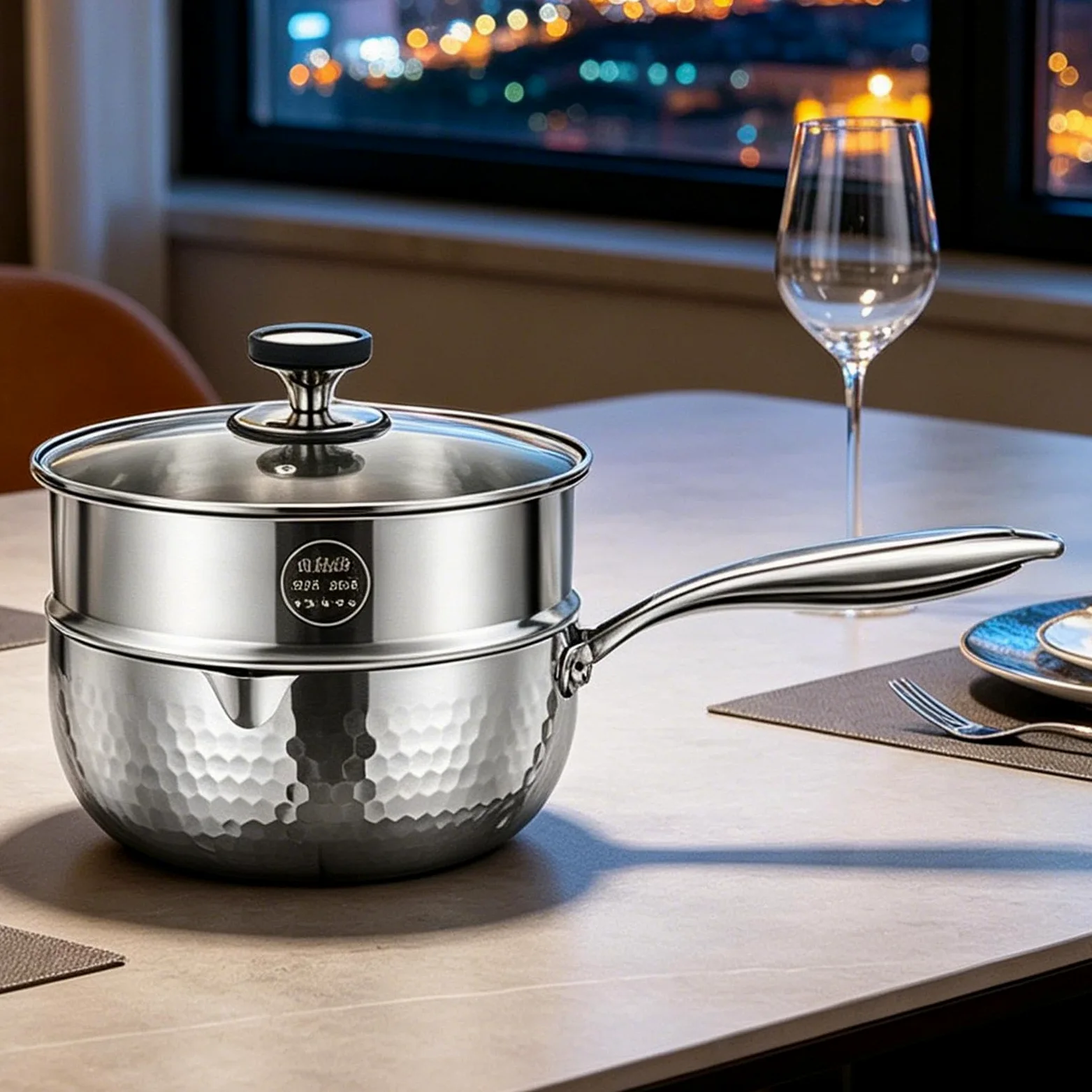 Cazo De Salsa Recipiente de Acero Inoxidable con Asa y Pico Vertedor | Cazo Pequeño Para Vapor Y Salsas Para Cocinar En Casa: Freír, Hervir, Cocer A Fuego Lento, Sopas Y Comidas Saludables