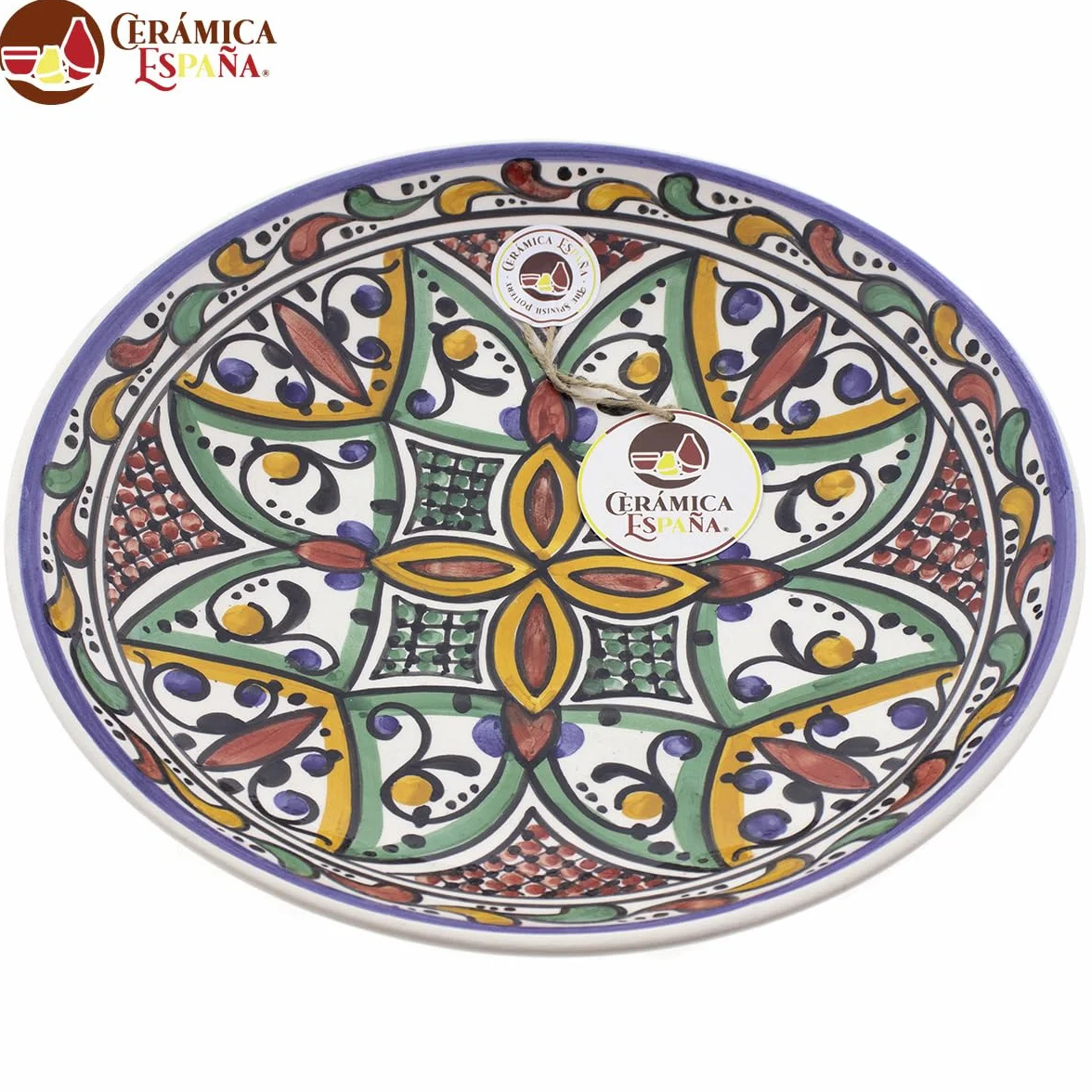 CERÁMICA ESPAÑA placa de cerámica decorativa para pared modelo D32 27x27x4.5 cm hecha a mano