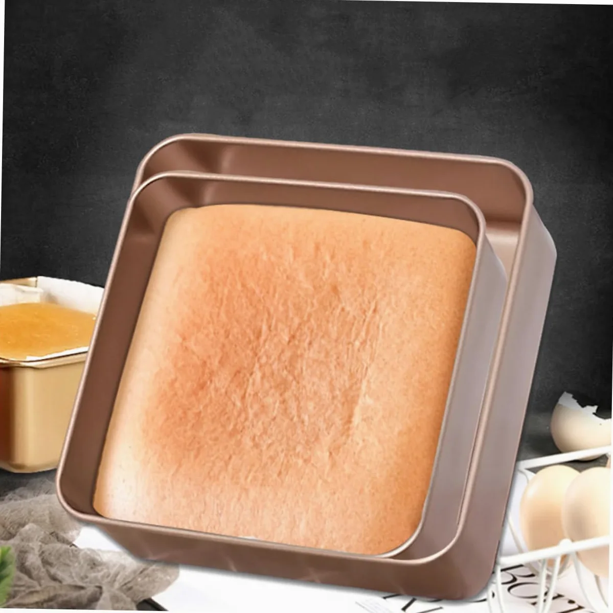 POPETPOP Molde Antiadherente Acero Inoxidable Hornear de Cuadrado Pasteles para Dorado Superficie Lisa Multiusos Repostería y Cocina