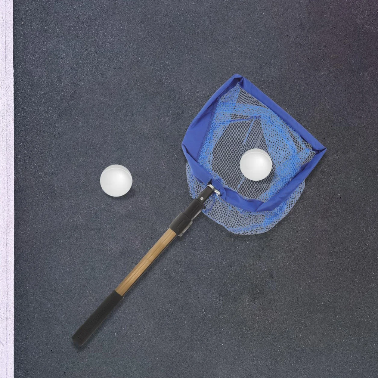 Ciieeo Recogedor de Balones de Ping Pong Portátil Mango Telescópico, Red Plegable Azul para Tenis de Mesa