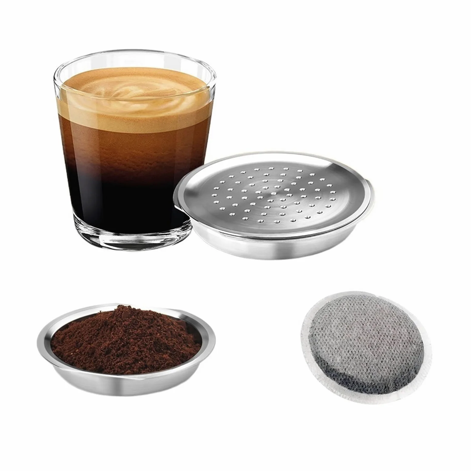 INEOUT Tapas De Cápsulas De Café De Acero Inoxidable Compatibles con La Máquina De Café Philips Senseo Herramientas De Filtro De Café Recargables Coffeeware (Color : Dark Khaki)