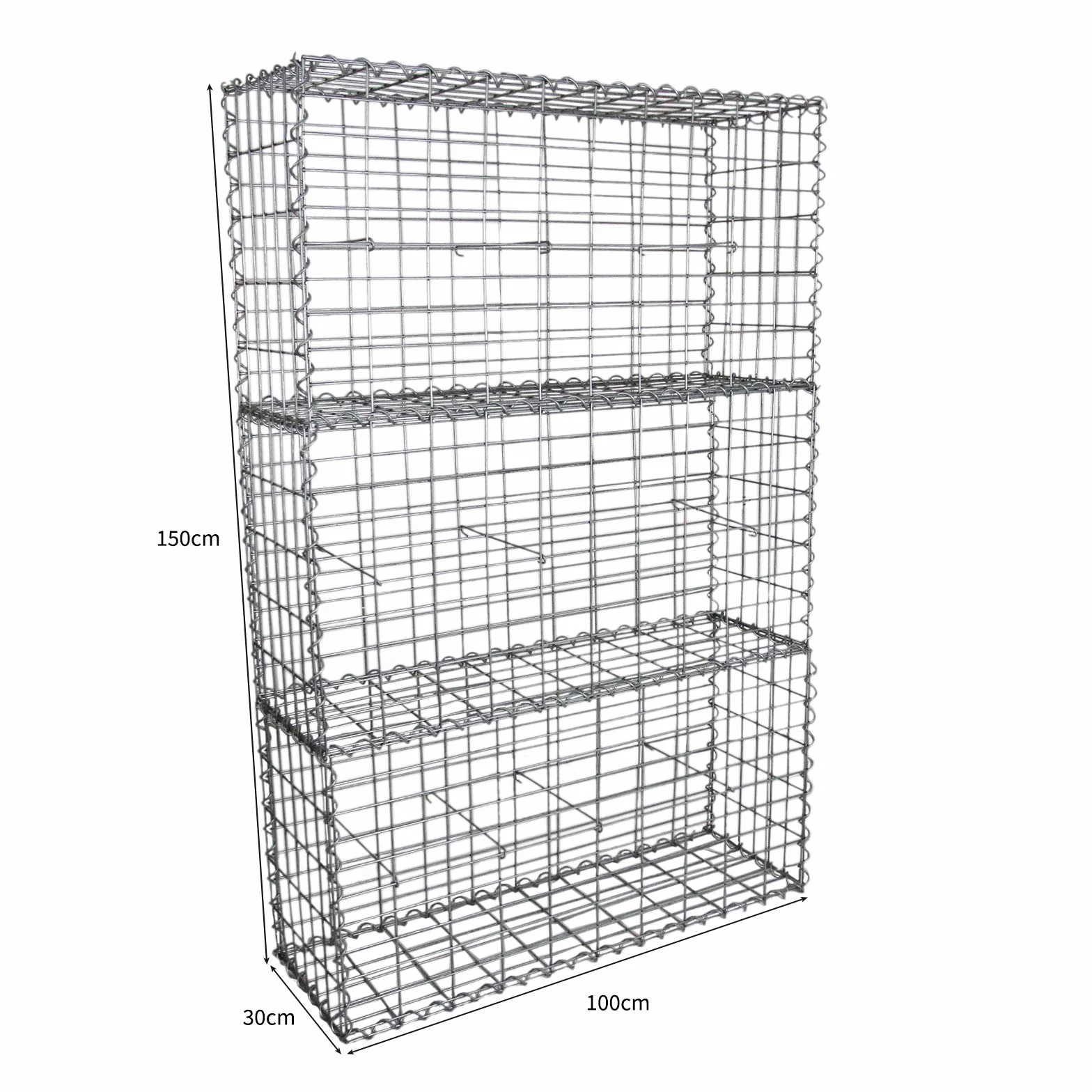 3 Cestas de Gaviones Metálicos 100x50x30cm para Paisajismo Decoración Jardín Exterior Gaviones Resistentes a la Intemperie y Corrosión con Par de Guantes Protectores 90 Conectores + 12 Ganchos GRATIS