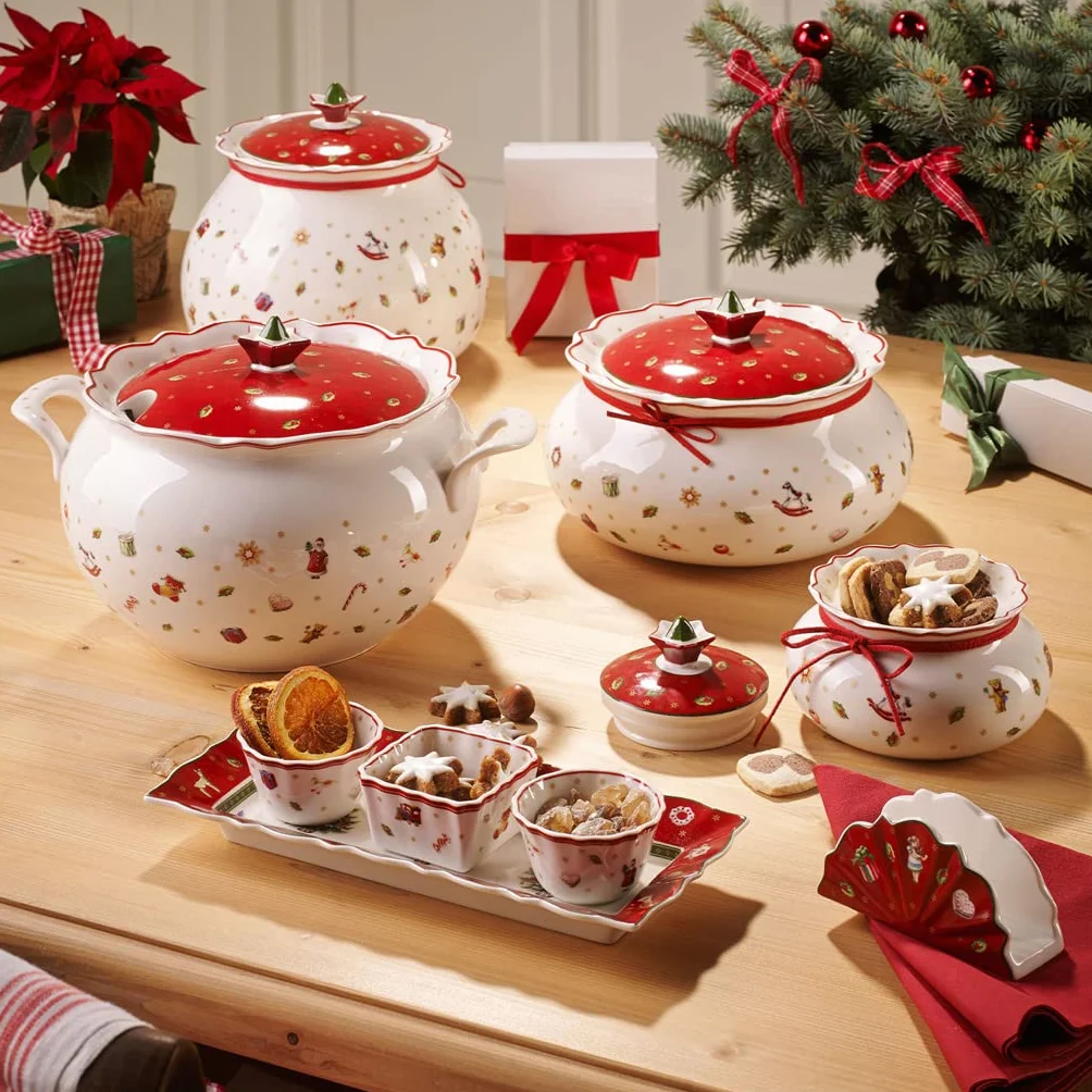 Villeroy & Boch 14-8585-2360 Tarrina Toy's Delight, para Navidad, 3 l, en Festivo Embalaje de Regalo, Porcelana, Blanco/Multicolor