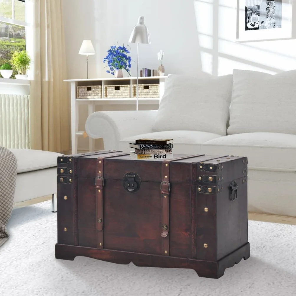 vidaXL Baúl Vintage de Madera Arcón Cofre Cajón Caja Almacenaje Organizador