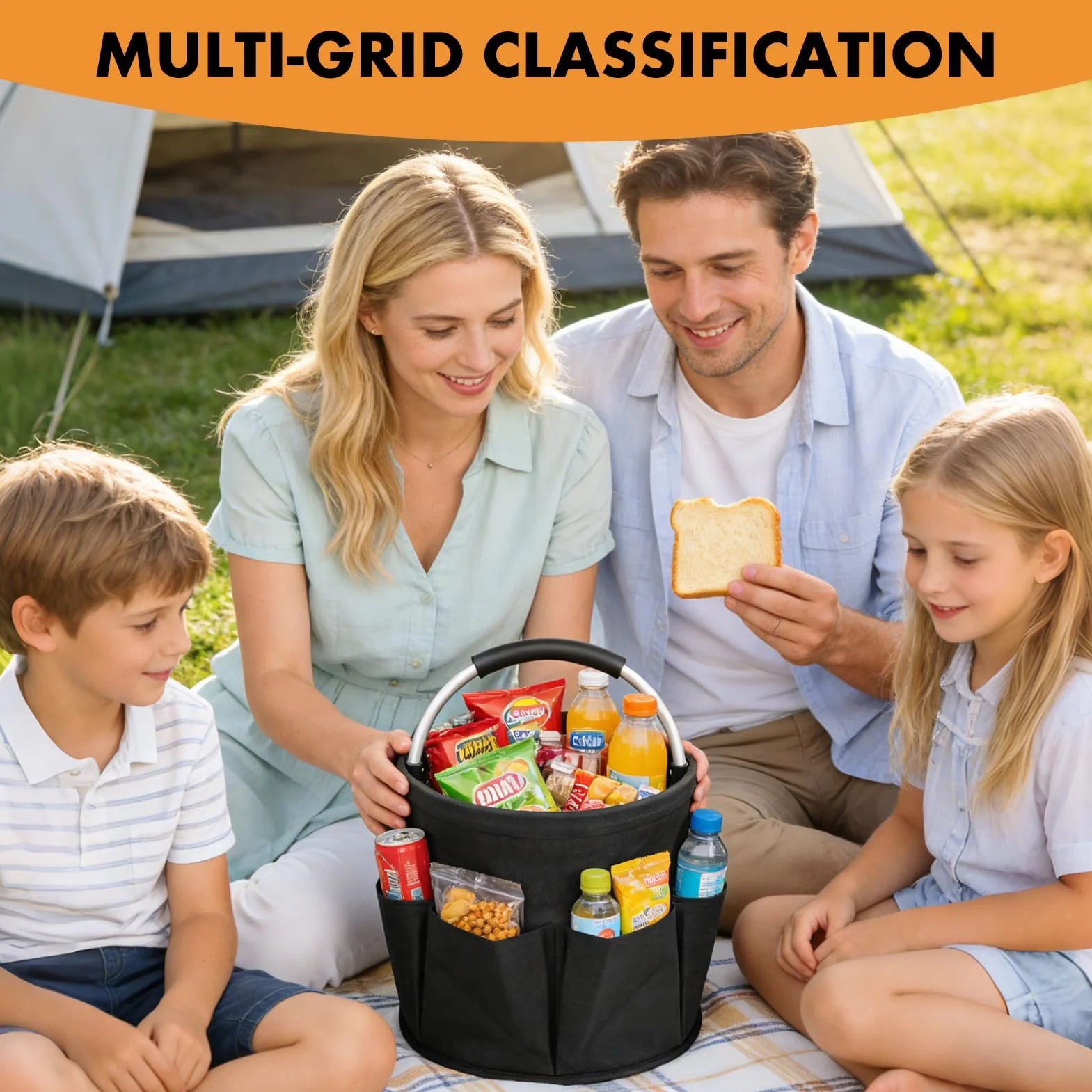 Organizador de Limpieza Plegable de 2 Piezas, Cubo 17L con Asa y 6 Bolsillos, Bolsa Almacenamiento de Tela Oxford 600D Impermeable, Cubo Portátil Multiusos para Hogar, Baño, Jardín,Negro