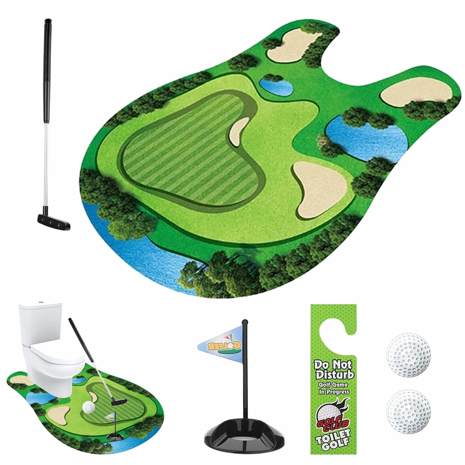 Juego de Regalo de Golf para Inodoro, Juego de Golf para el Baño, Set de Regalo de Golf Juegos de Golf para Inodoro, Juego de Golf para Inodoro para Entretenimiento Recreativo