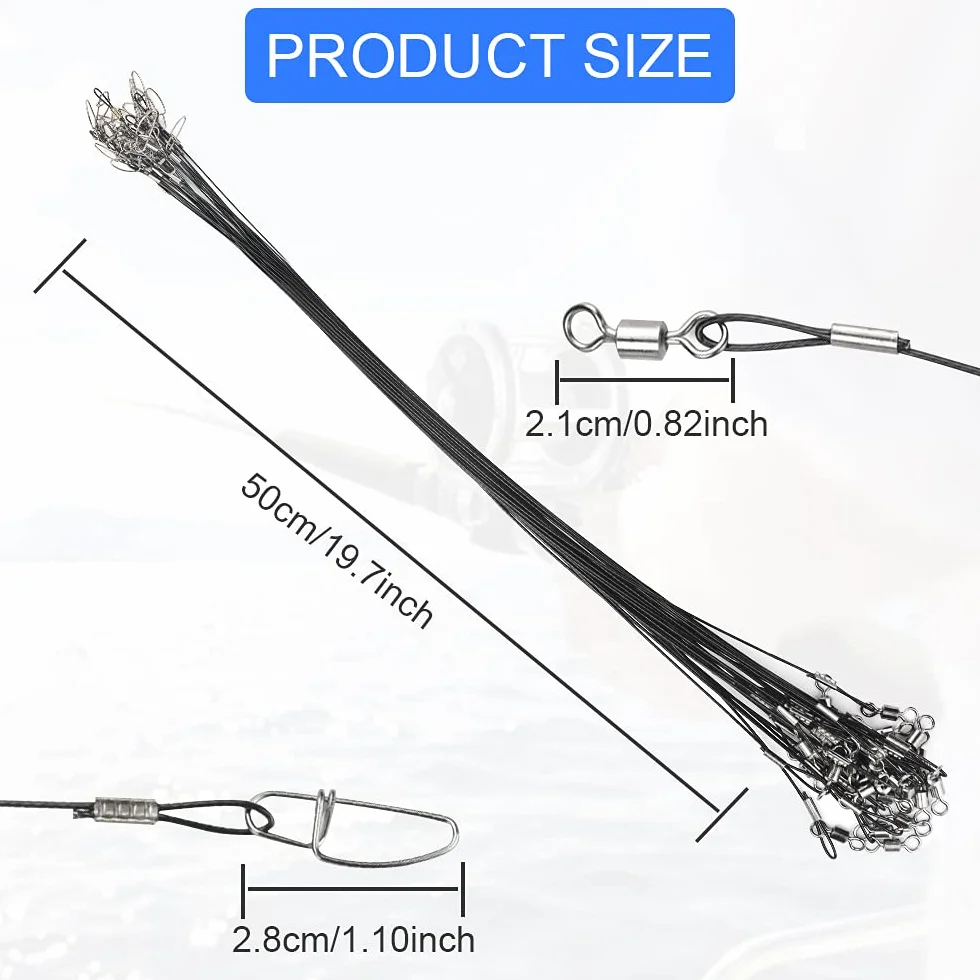 Alambre de Pesca Líder de Acero Inoxidable 50 cm 50 kg Negro 30 pcs
