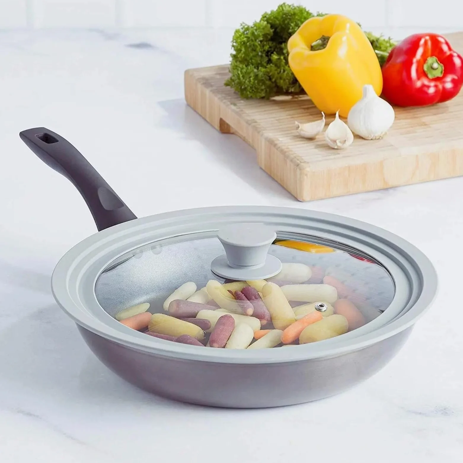 Asa de la tapa de una olla, Reemplazo de mango tapa olla silicona 12 piezas multicolor(Grey)