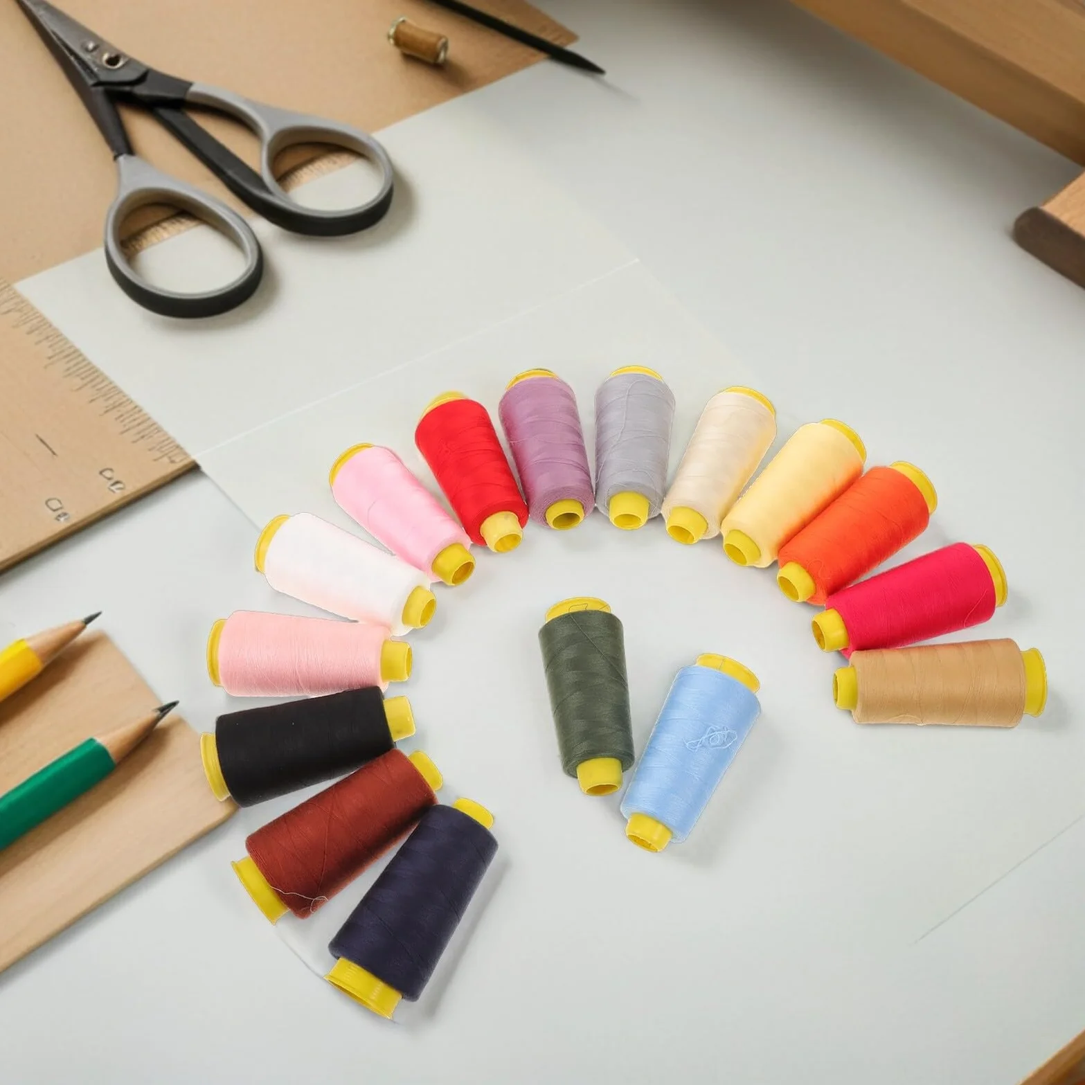 Cabilock 16 Piezas Hilos de Coser Multicolor de Yardas Kit de Hilo para Máquina de Coser para Acolchado Costura Mano y Bordado Telas y Jeans