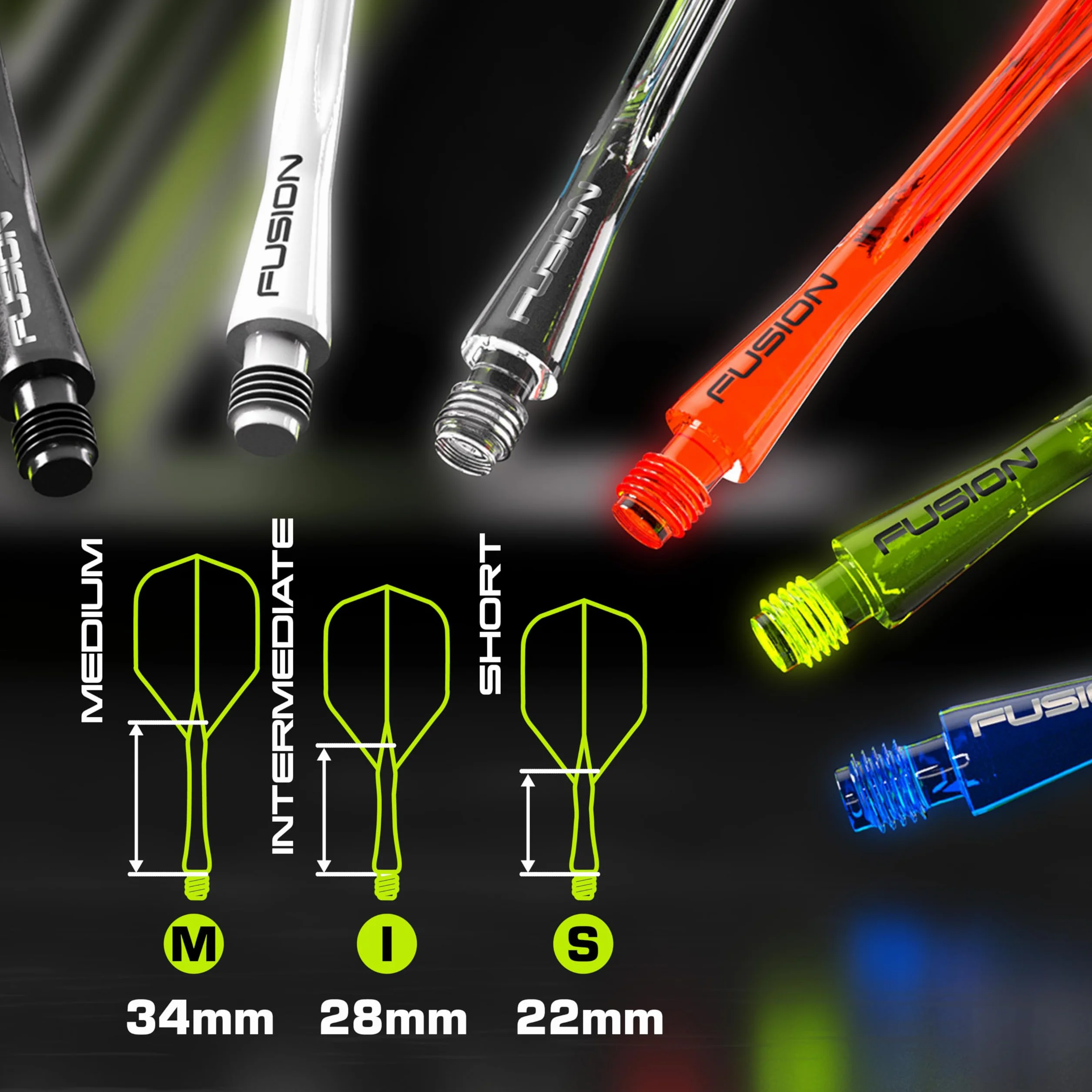 WINMAU Dardos Fusion Sistema Integrado de Vuelo y Eje - No.2 Forma y diseño - Negro, Longitud Intermedia