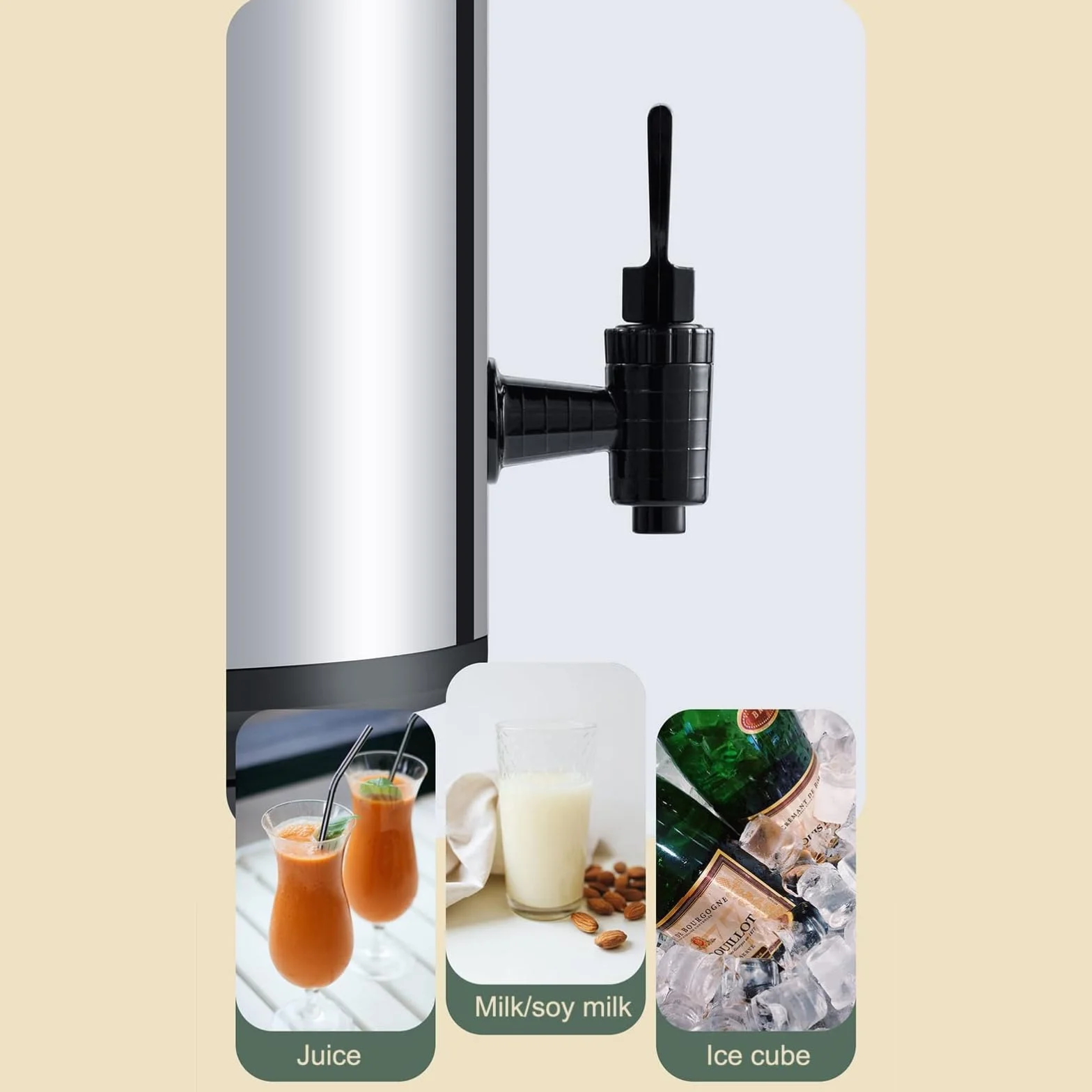 Dispensador de bebidas aislado de acero inoxidable, dispensador térmico de leche caliente para fiestas, picnics y bufés, mantiene las bebidas frías/calientes