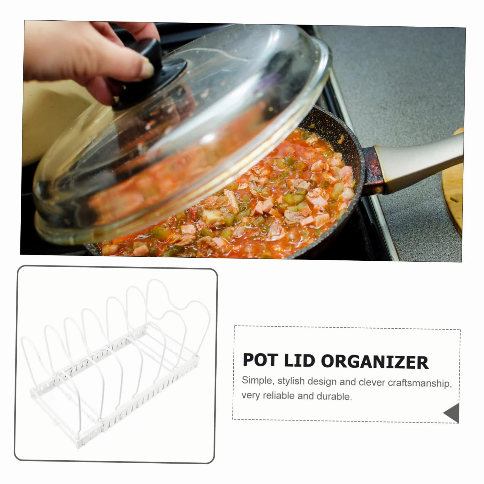 Rejilla Telescópica Para Tapas De Ollas Soporte Metálico Sin Perforaciones Bandeja Para Guardar Tapas De Ollas Cocina