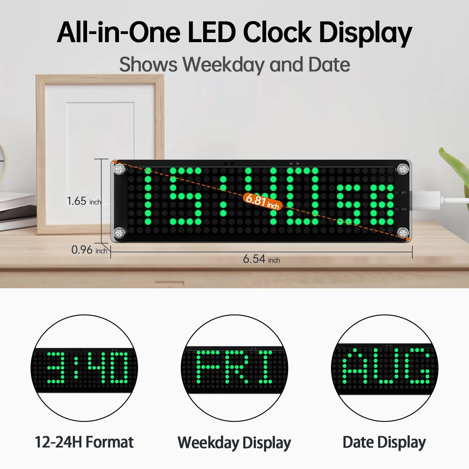 Reloj inteligente con WiFi para geeks, reloj digital LED de escritorio con sincronización NTP personalizada, fecha, día de semana y segundos, reloj electrónico para estudios, salas de control