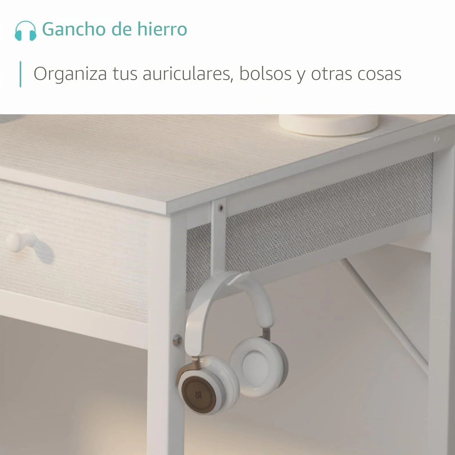Lufeiya Mesa Escritorio Blanco con cajones, Escritorio Pequeño para Oficina Escritorio Ordenador casa de con cajón de Tela y Bolsa Mesa de Estudio para Espacios 80X40cm