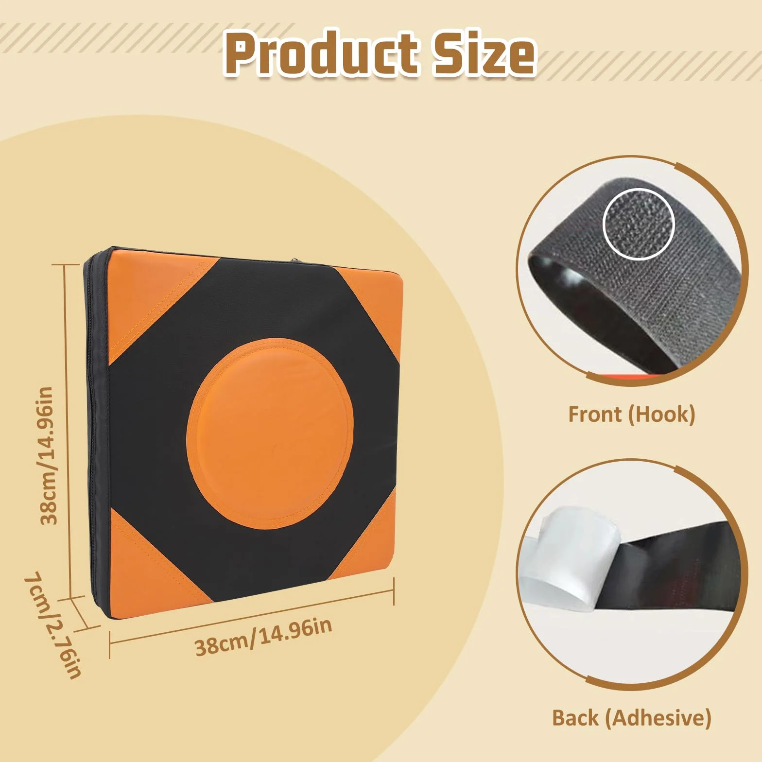 Almohadilla de Boxeo de Pared 38x38x7cm Portátil Ajustable Cuadrado Esponja Alta Elasticidad