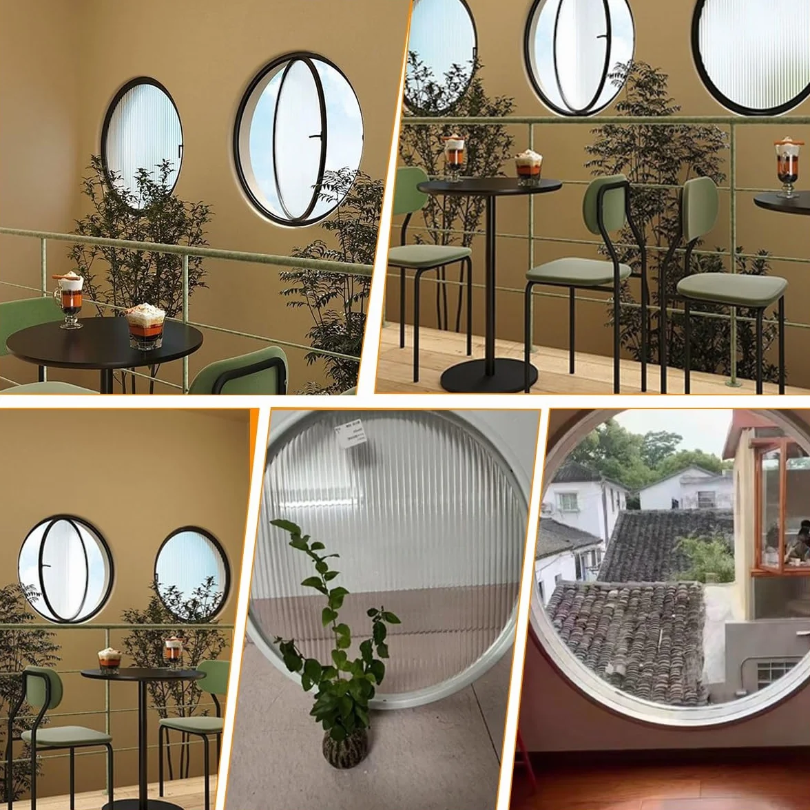 Ventana Abatible Giratoria, Ventana Redonda Giratoria Con Vidrio Templado, Ventanas De Cobertizo De Aleación De Aluminio Giratorias 360 Para Baño, Dormitorio, Sala Estar(Black+transparent,70cm/27.5in)