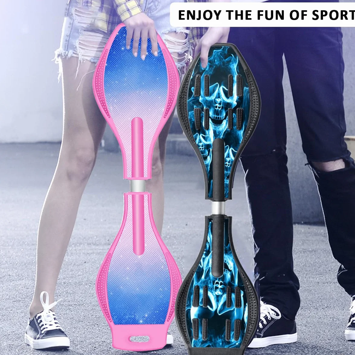 ERNAN Waveboard Infantil con Ruedas LED, Torsion Skateboard Double Deck para Niños