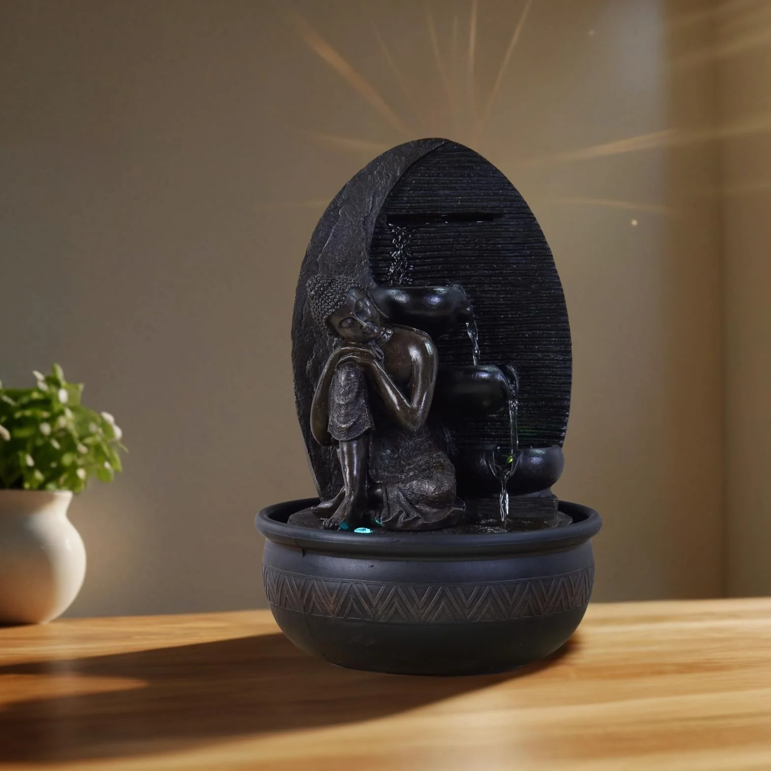 Zen'Light - Fuente de Interior (26 x 26 x 40 cm), Color marrón