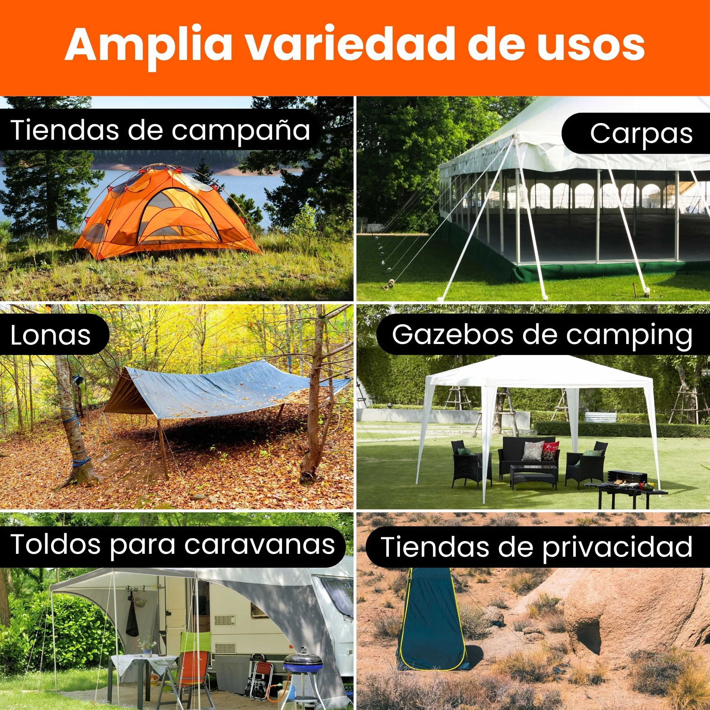Piquetas Camping Suelo Duro 20,5cm 24 Unidades Naranja Clavijas Tornillo para Tiendas
