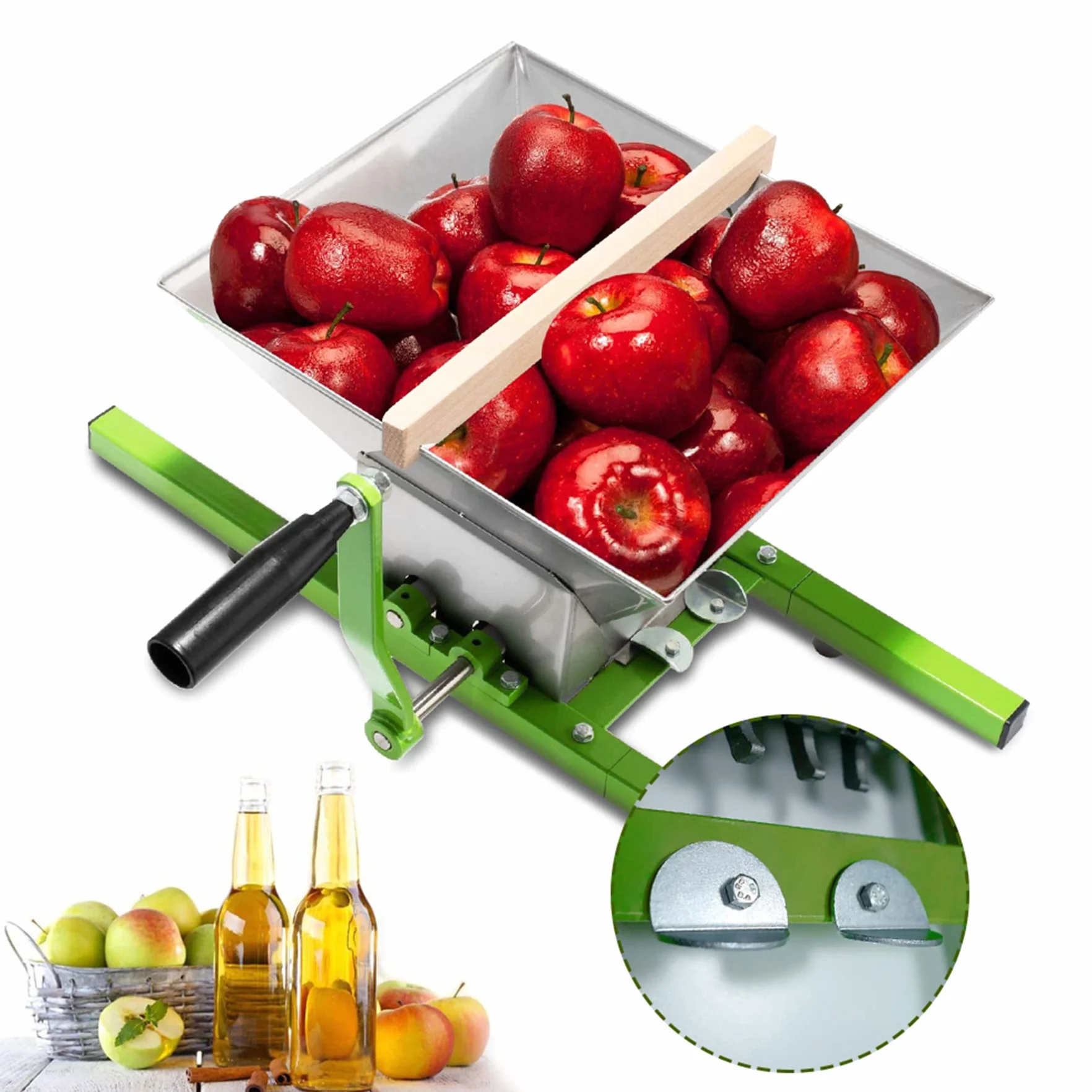 Froadp Prensa de Frutas 7L Molinillo de Frutas de Acero Inoxidable Triturador de Frutas con Embudo y Asa Picadora de Fruta Manual Exprimidor de Frutas para Zumo, Sidra y Vino Fácil de Limpiar