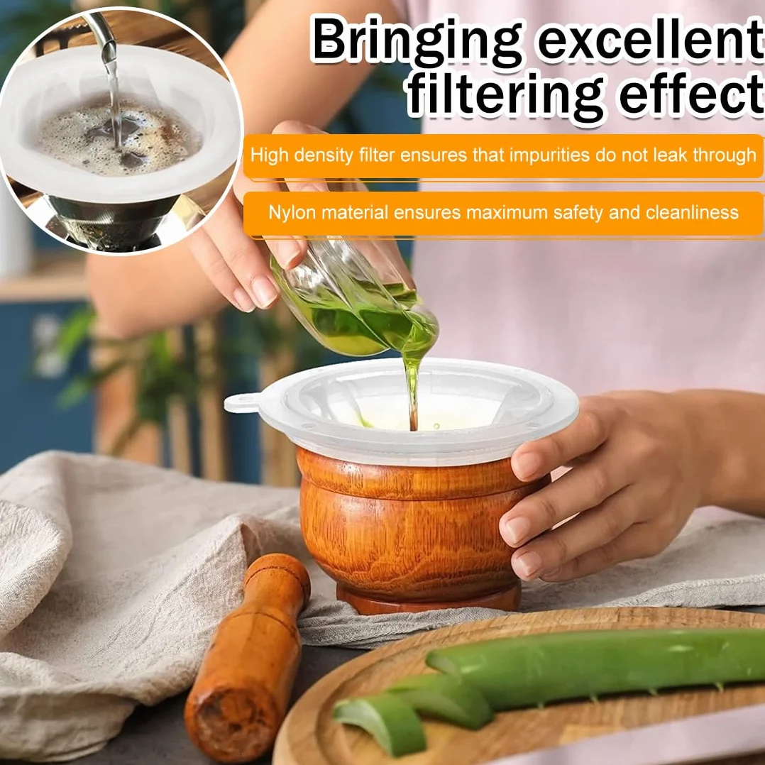 3 Piezas Colador Ultrafino de Malla de Nailon, Colador de Cocina Multiuso de Tela, Colado Kefir, Utensilio para Colar Café, Filtro Eficiente para Aceite y Jugos, Mango de Plástico