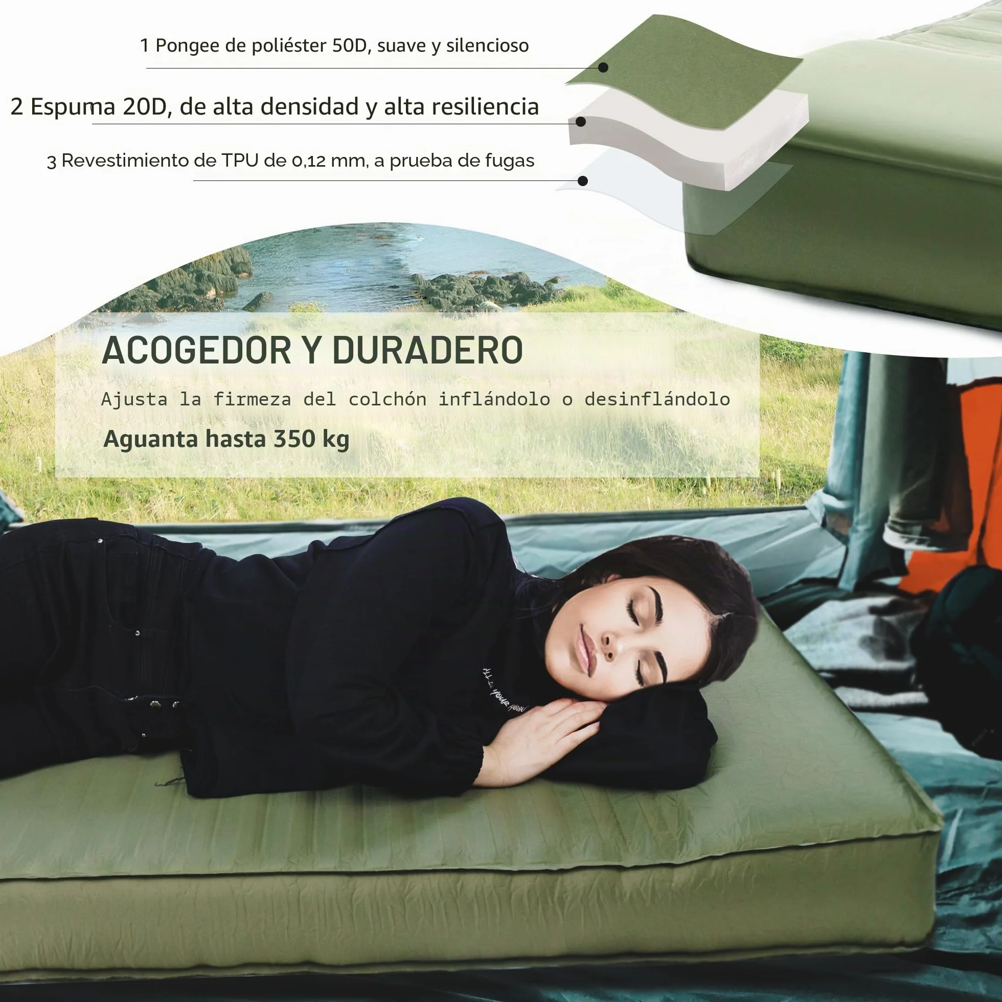 Origem Esterilla Camping Autoinflable 10CM Espesor Colchón Hinchable con Bomba Eléctrica