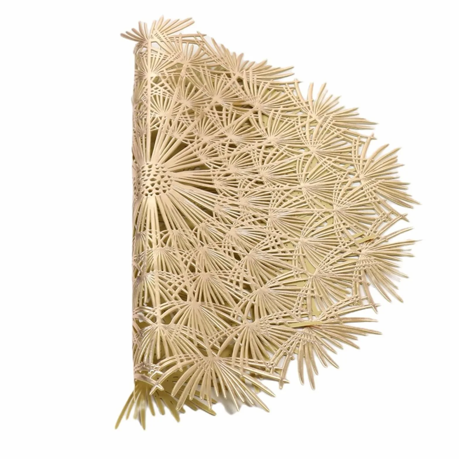 Salvamanteles de mesa dorados, manteles individuales americanos elegantes, juego de 10 modelos de diente de león de PVC bajoplatos 38 cm