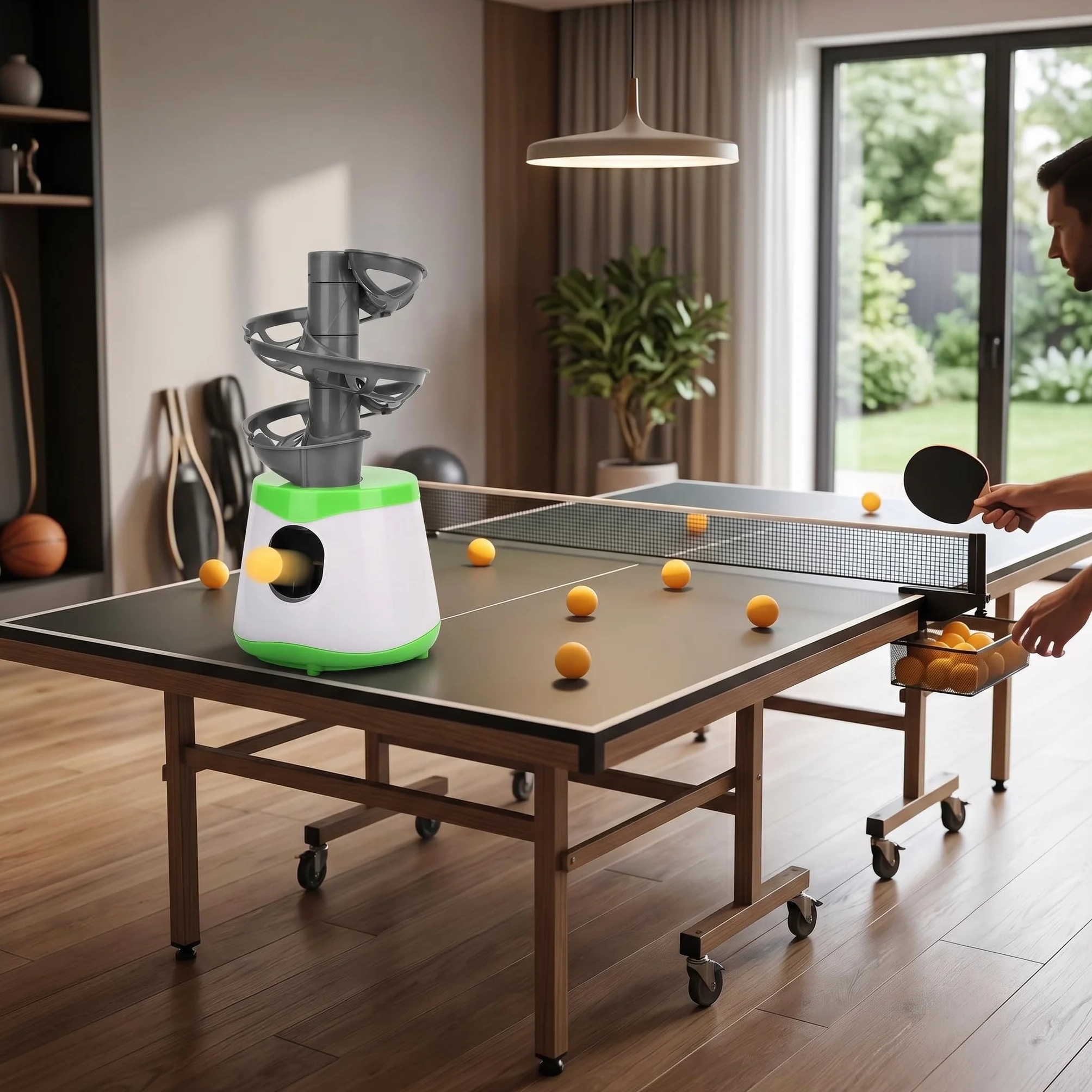 Lanzador para Practicar Tenis de Mesa, Máquina de Entrenamiento de Pong Equipos de Fitness Combinados Equipos Combinados de Fitness