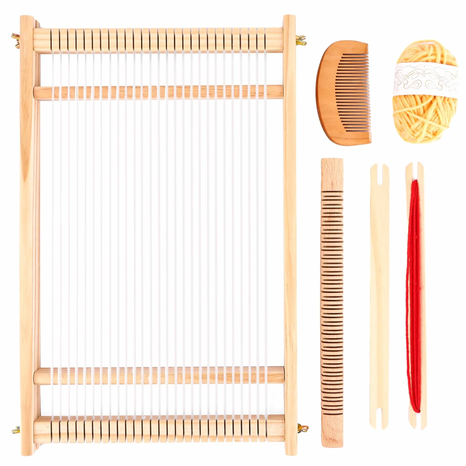 WOPPLXY telar de madera para tejer con lanzadera, 40 x 27 cm marco para tejer y accesorios, para tejer y realizar manualidades