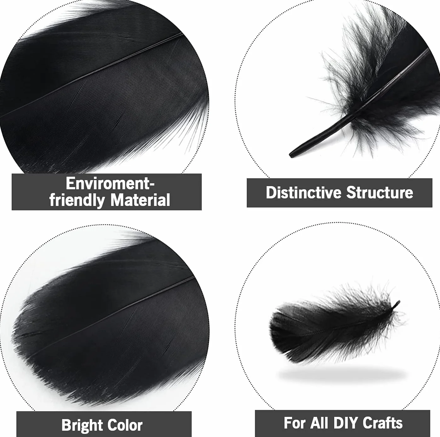 MWOOT 400 Piezas Plumas Decoracion Manualidades, 8-15cm Plumas Negras Blancas para Bricolaje Atrapasueños Pascua de Resurrección Corona de Navidad Carnaval Boda Decoración， Crafts DIY Feather