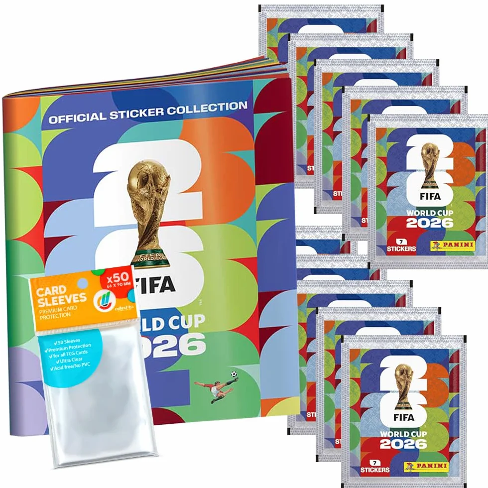 Pegatinas Mundial 2026 Collect-it, 1 álbum recortes, 10 bolsas fundas exclusivas
