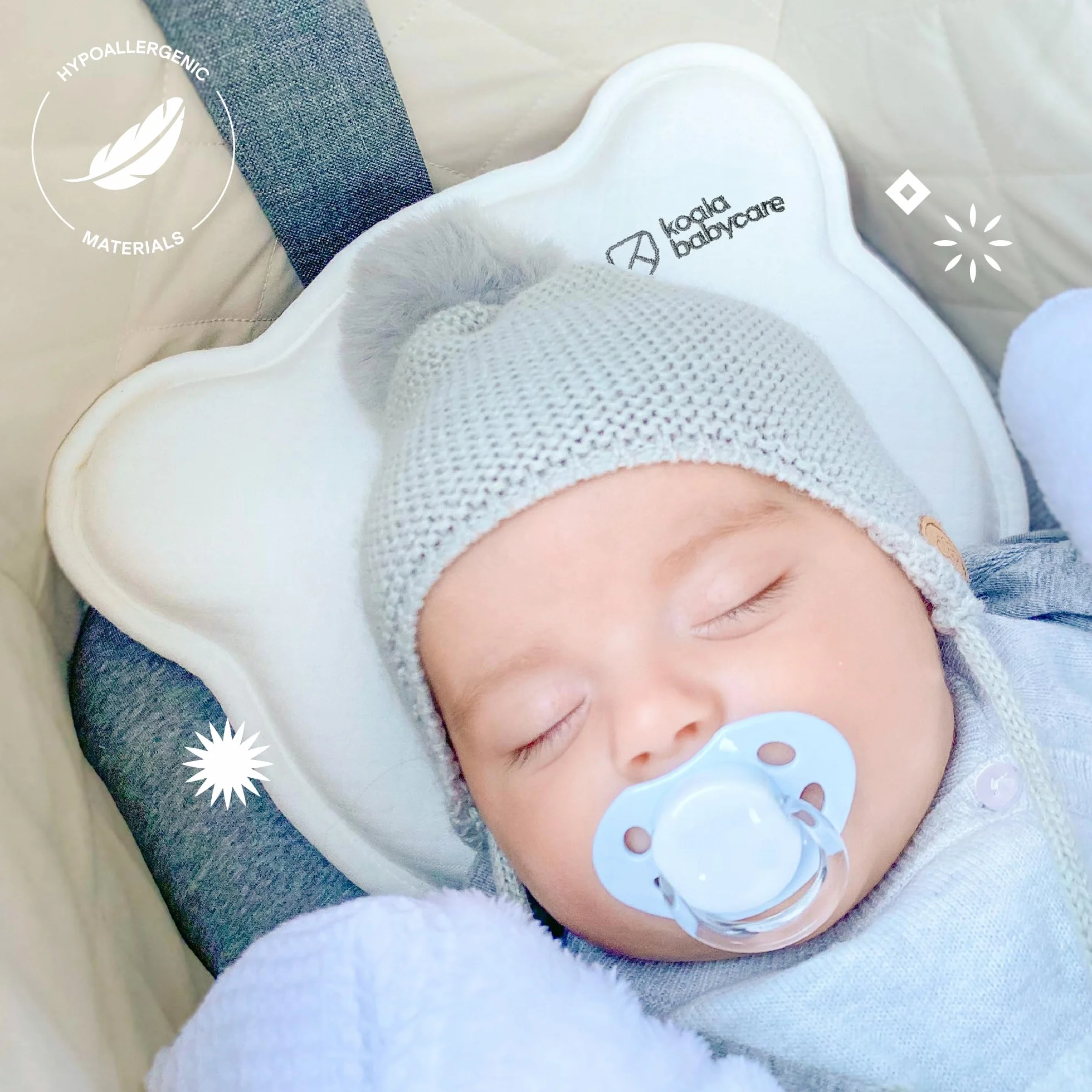 KOALA BABYCARE Almohada para bebés para Plagiocefalia, Funda Extraible, Memory Foam