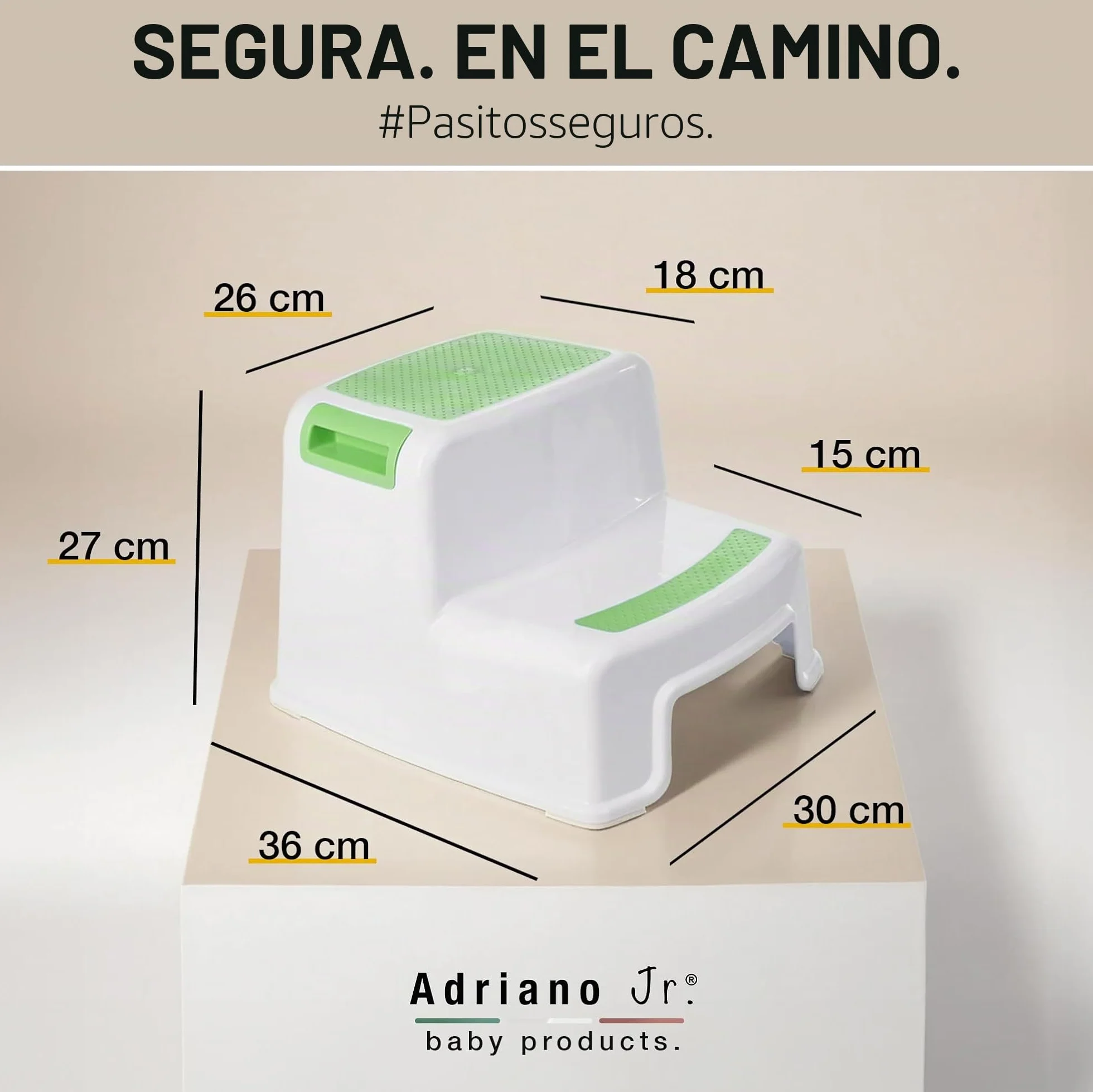 Ap® Taburete de plástico Escalón Verde 26 cm Antideslizante 80 kg Adultos Niños
