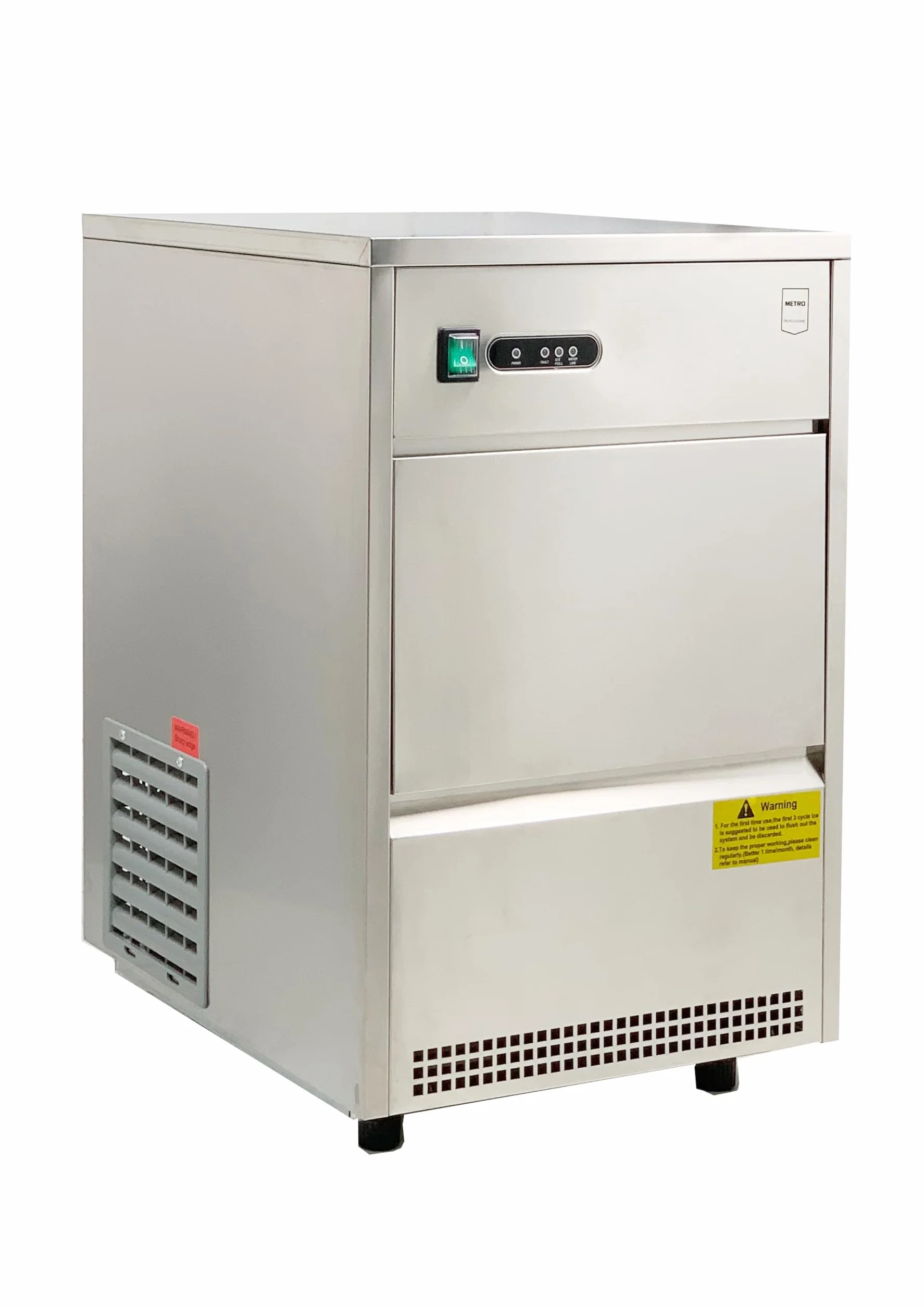 METRO Professional Máquina para hacer cubitos de hielo GIM1026B, acero inoxidable, 170 W, 26 kg/24 h, forma cilíndrica vacía, plata