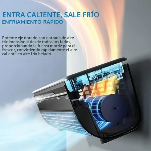 Aire acondicionado portátil con carga inalámbrica, instalación montada en la pared para cocina, dormitorio y oficina