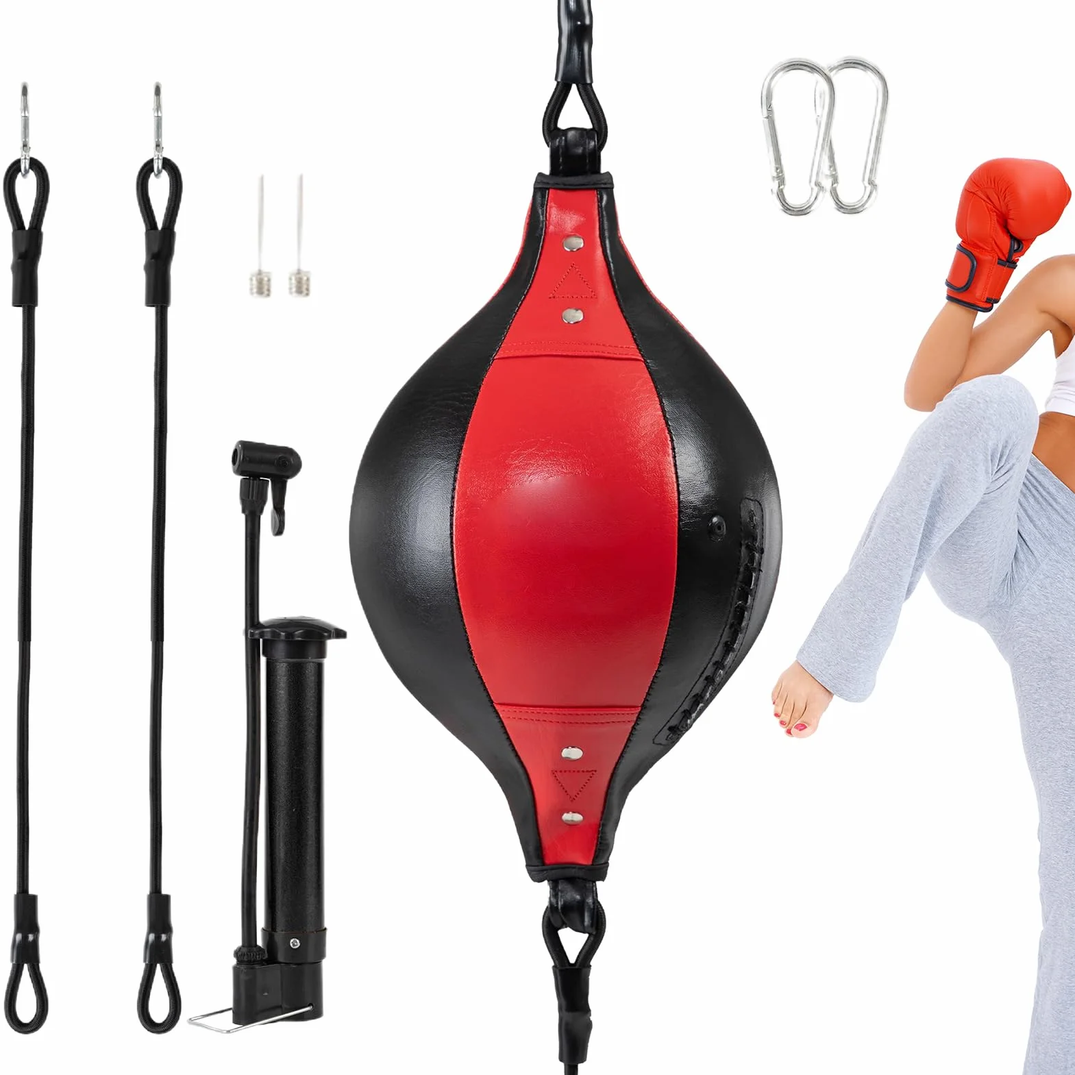 Bolsa de boxeo de doble extremo de piel sintética para fitness, entrenamiento central y gimnasio en casa
