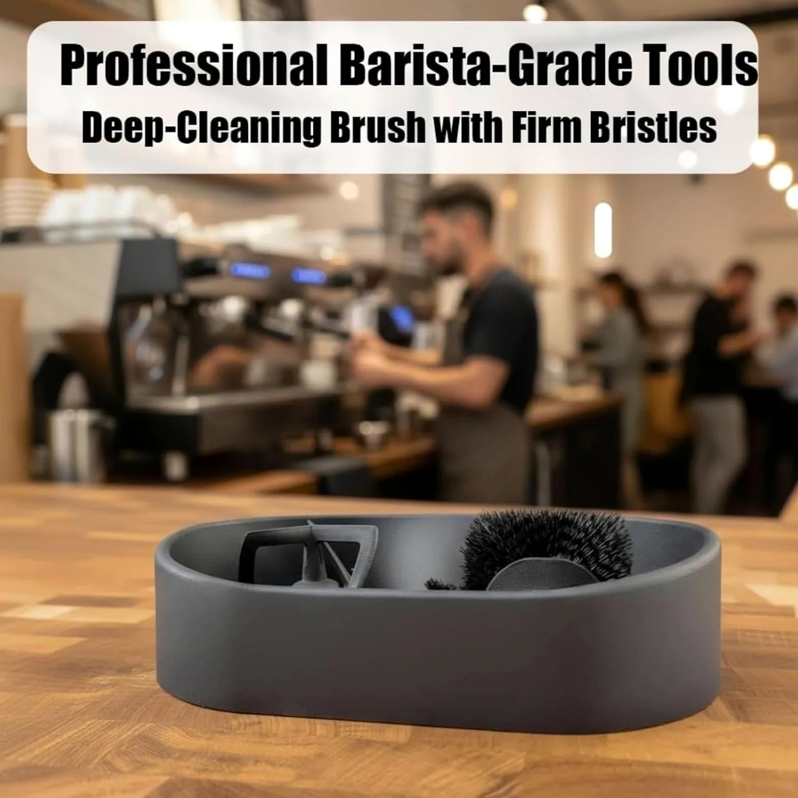 Kit de limpieza de portafiltros con bandeja antiderrames, soporte premium y cepillo para máquinas de espresso, herramientas esenciales de limpieza de café (sin variantes de color)