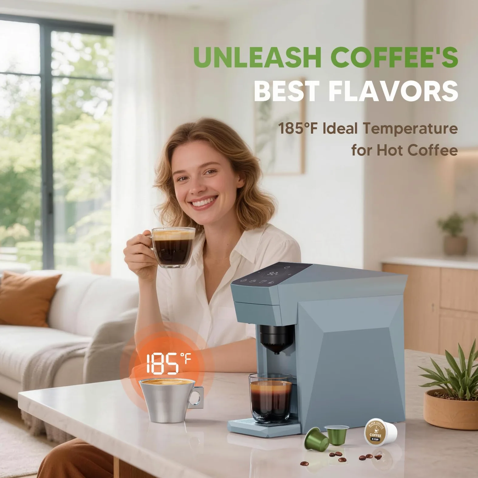 Cafetera 4 en 1, 20 bares, cafetera espresso, tenedor/N Espresso OriginalLine Cápsulas/Dolce Gusto/café molido, color gris nube Upgrade