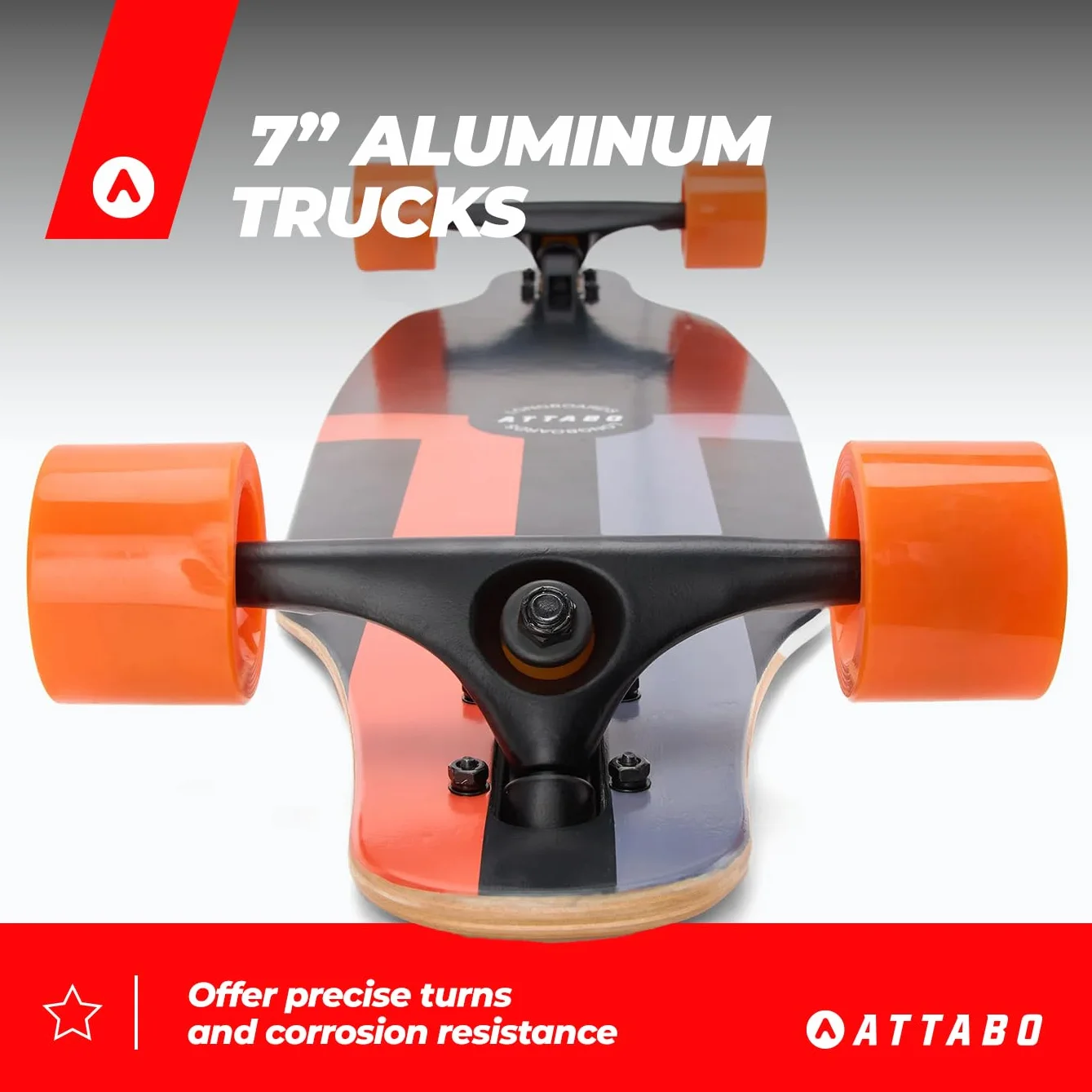 ATTABO Flowrider Longboard Skateboard 38" Arce ABEC-7 Cruiser Negro 100kg