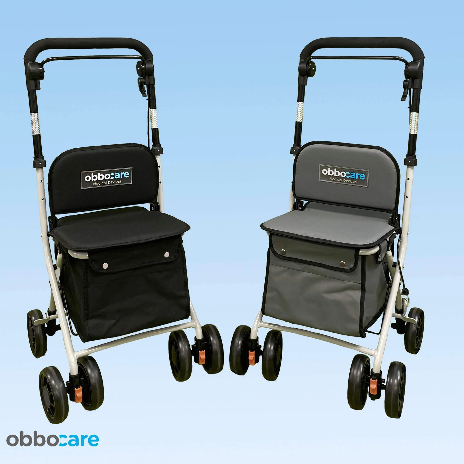 Carro De La Compra De 4 Ruedas Con Asiento En Color Gris. Carro Andador De Aluminio Plegable Para Ancianos. Carrito Con Bolsa Portaobjetos 20L